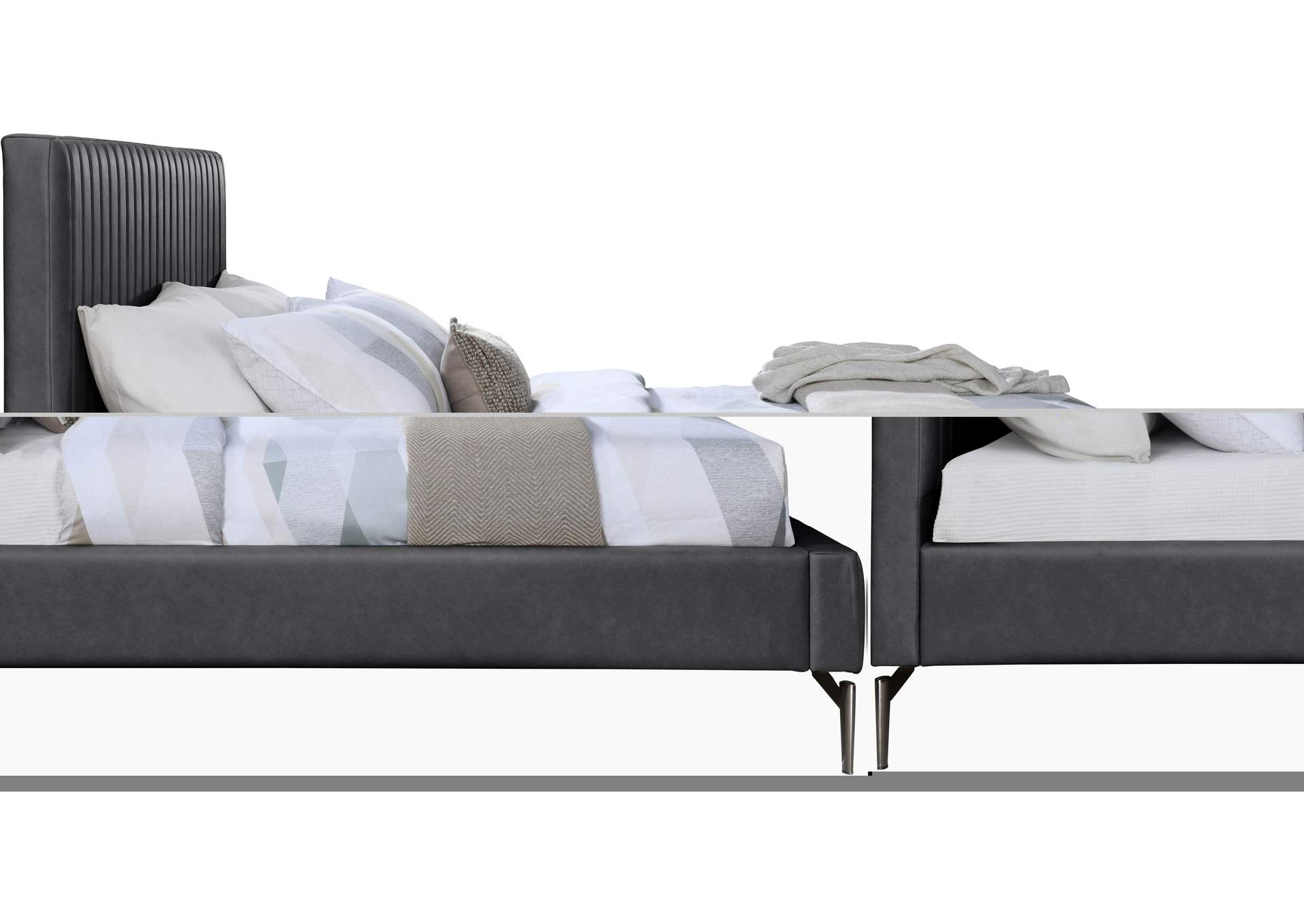 Gallo Dark Grey Faux Leather Queen Bed,Meridian Furniture