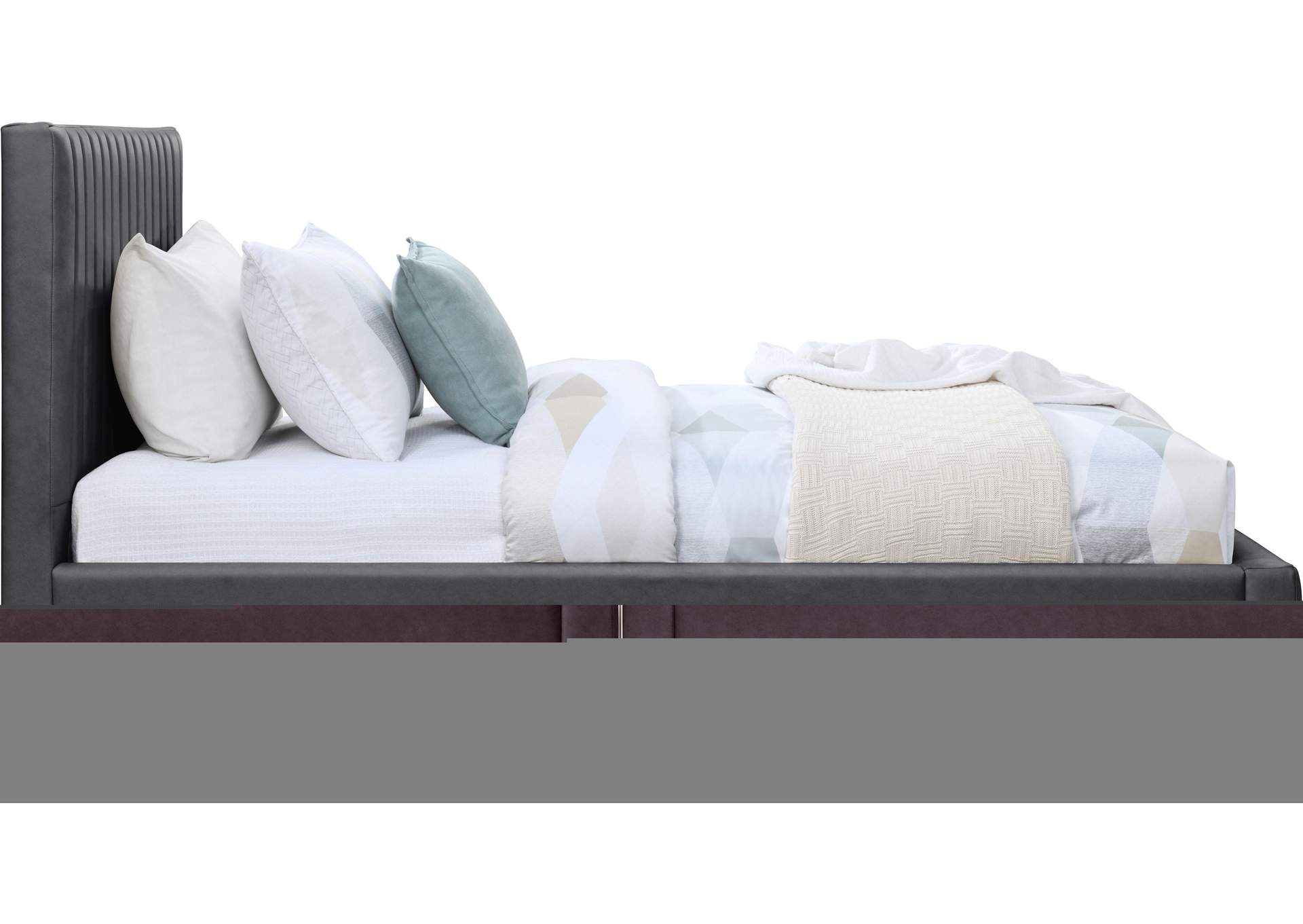 Gallo Dark Grey Faux Leather Twin Bed,Meridian Furniture