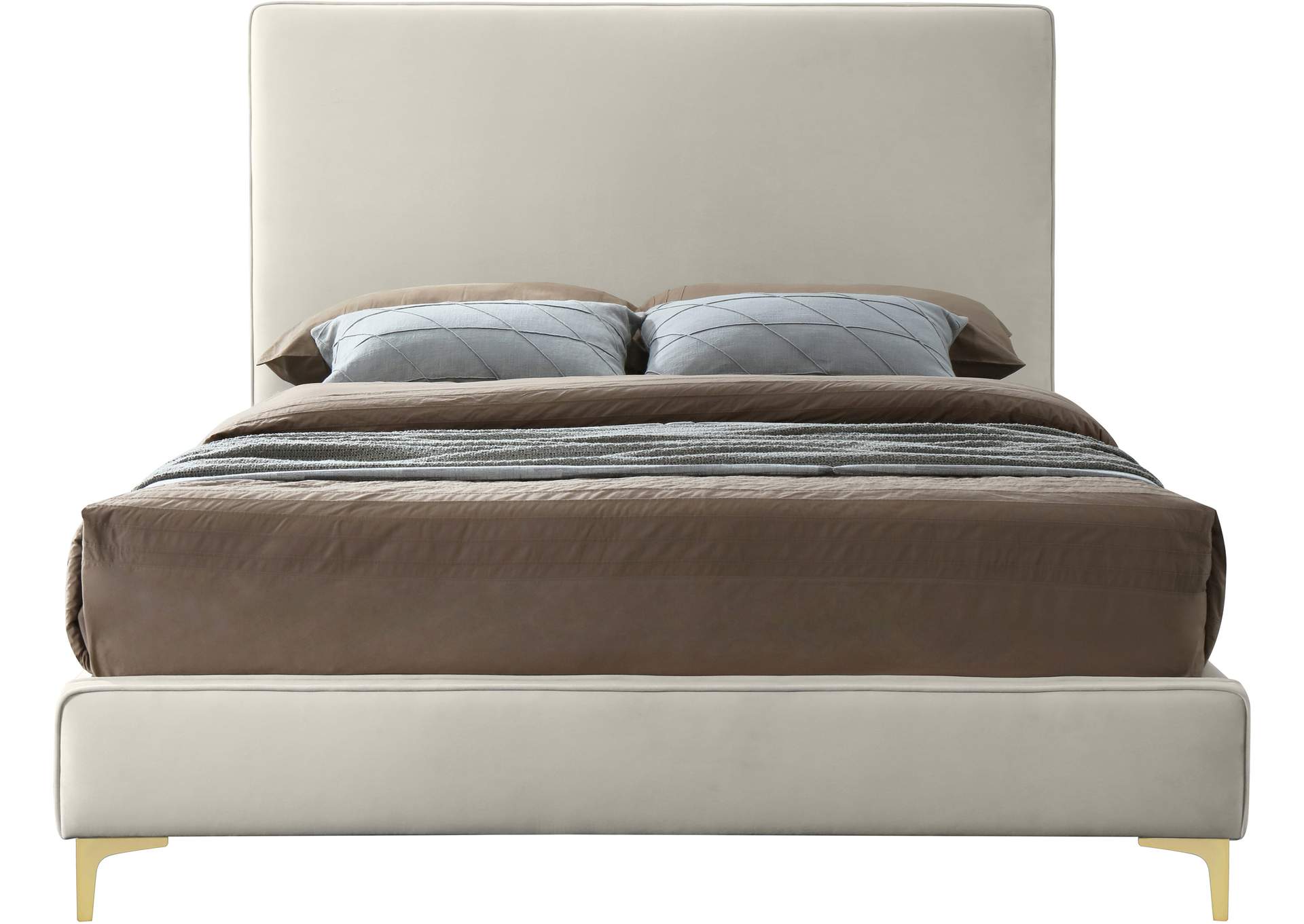 Geri Cream Velvet King Bed,Meridian Furniture