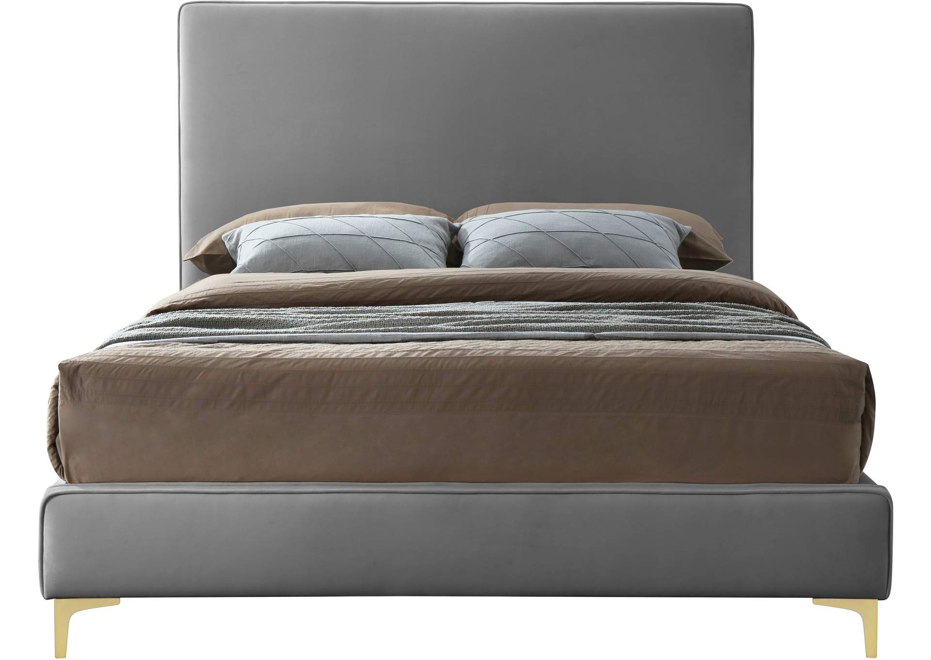 Geri Grey Velvet King Bed,Meridian Furniture