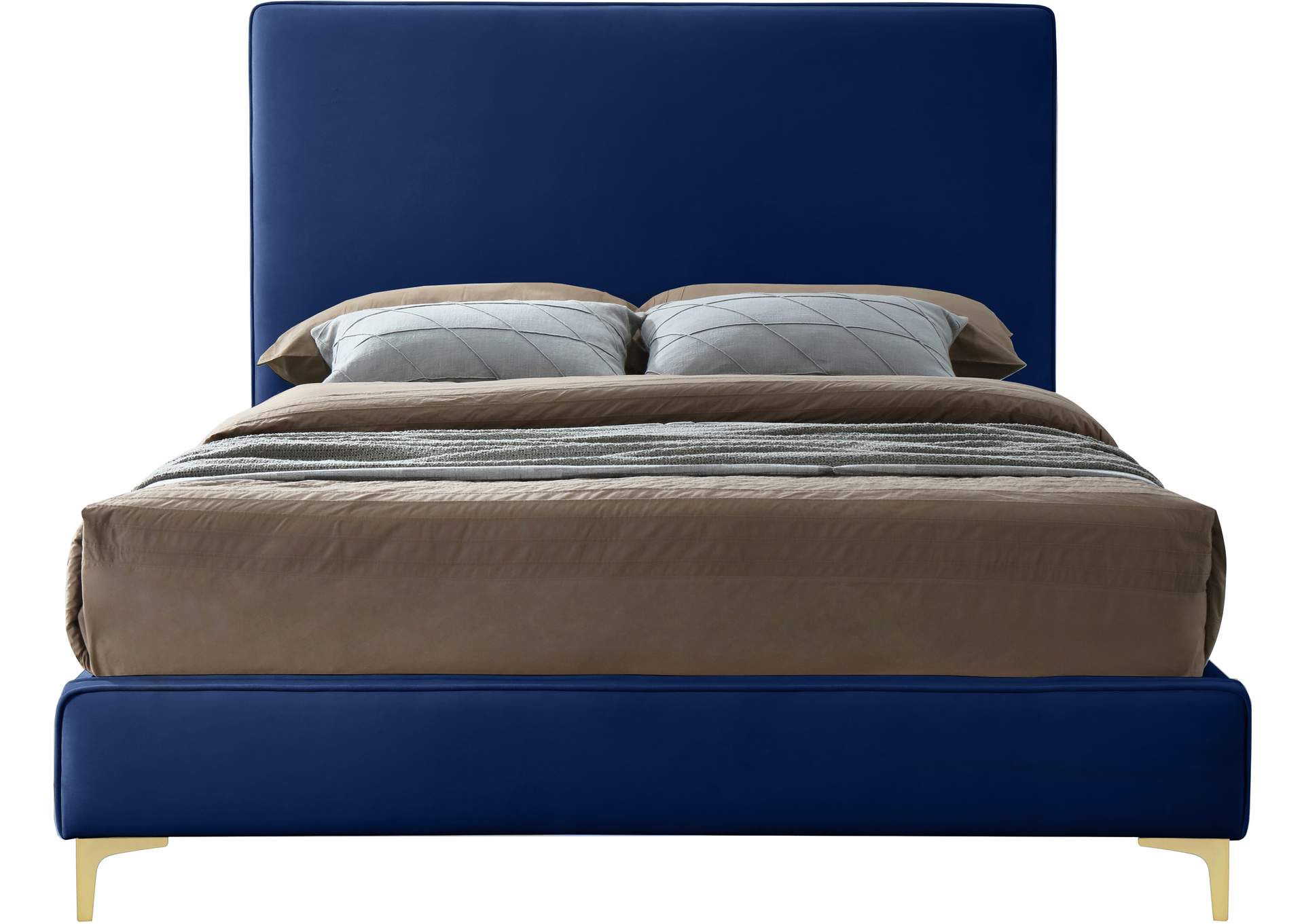 Geri Navy Velvet King Bed,Meridian Furniture