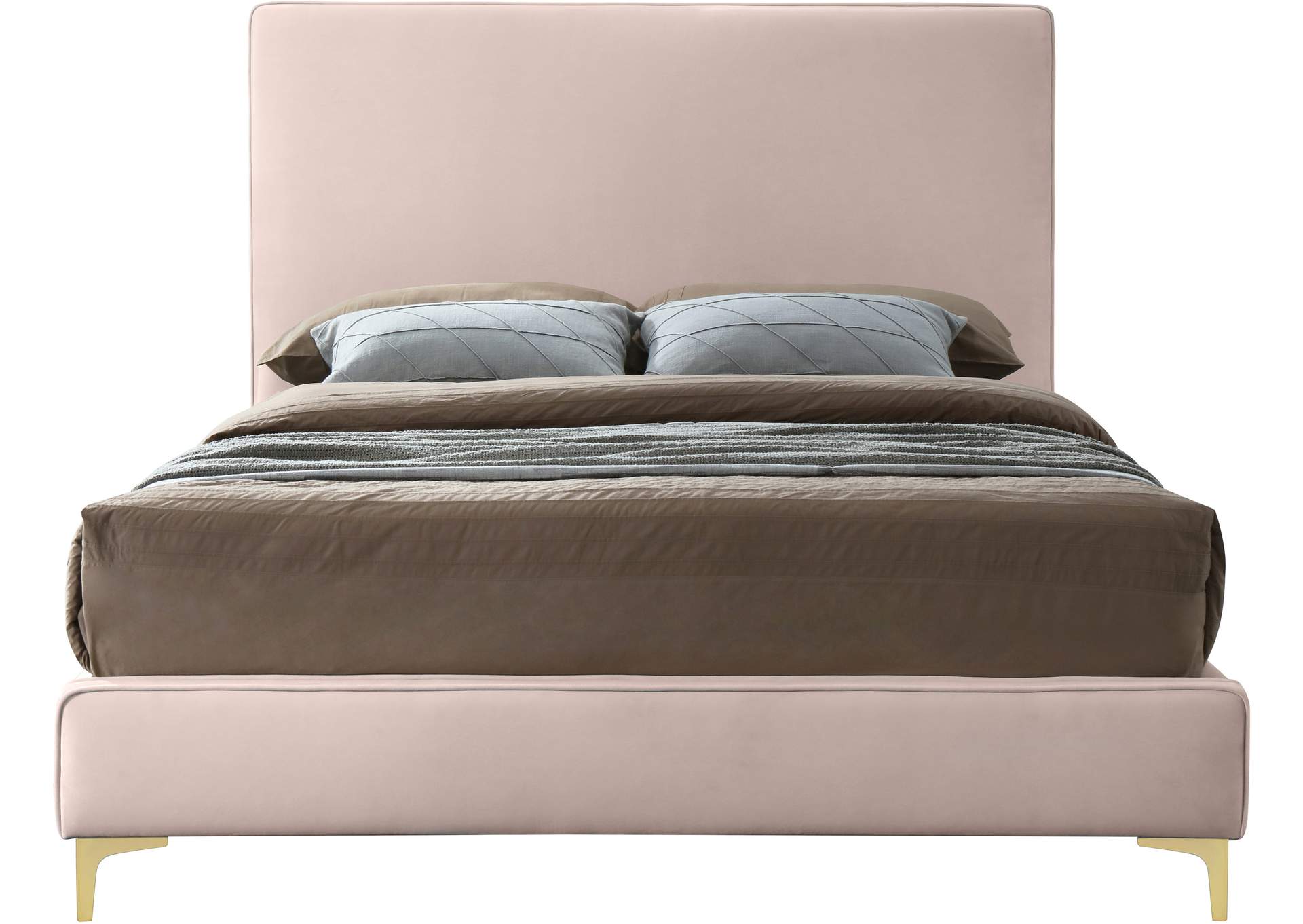 Geri Pink Velvet Full Bed,Meridian Furniture