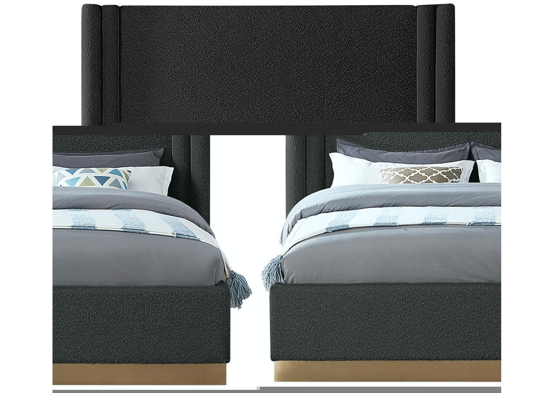 Halton Black Boucle Fabric King Bed (3 Boxes),Meridian Furniture