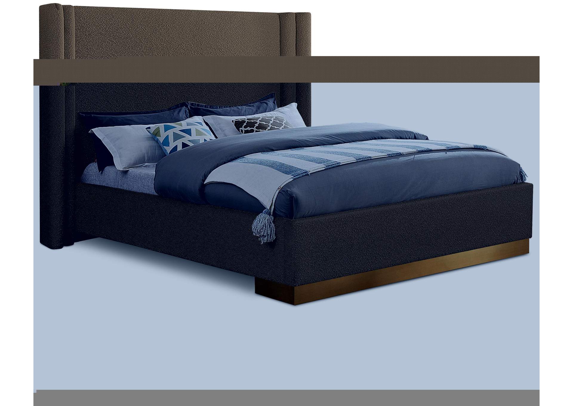 Halton Brown Boucle Fabric King Bed (3 Boxes),Meridian Furniture