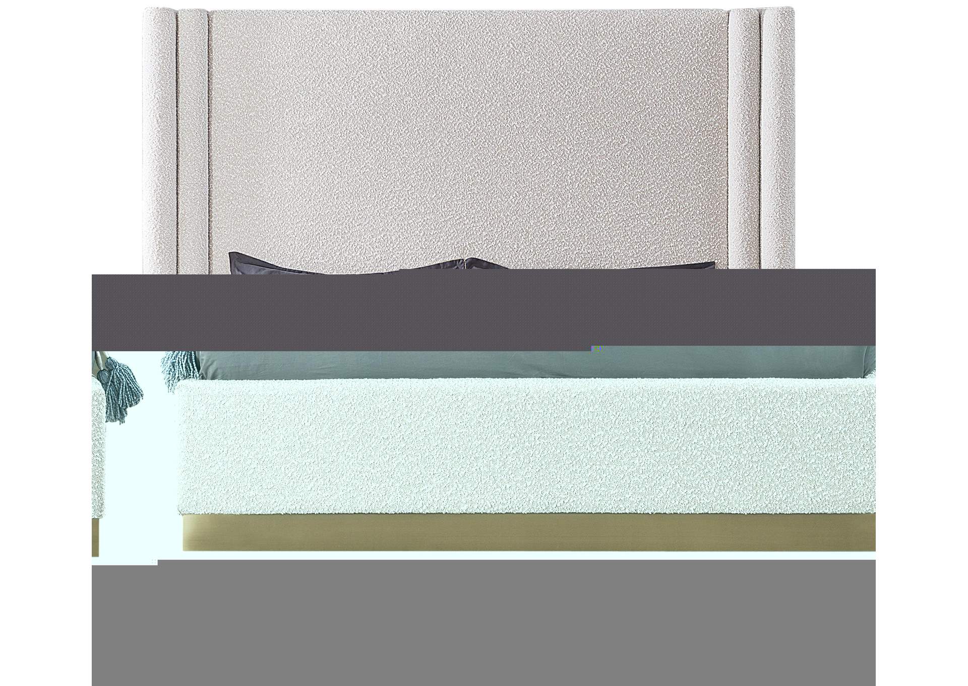 Halton Cream Boucle Fabric King Bed (3 Boxes),Meridian Furniture