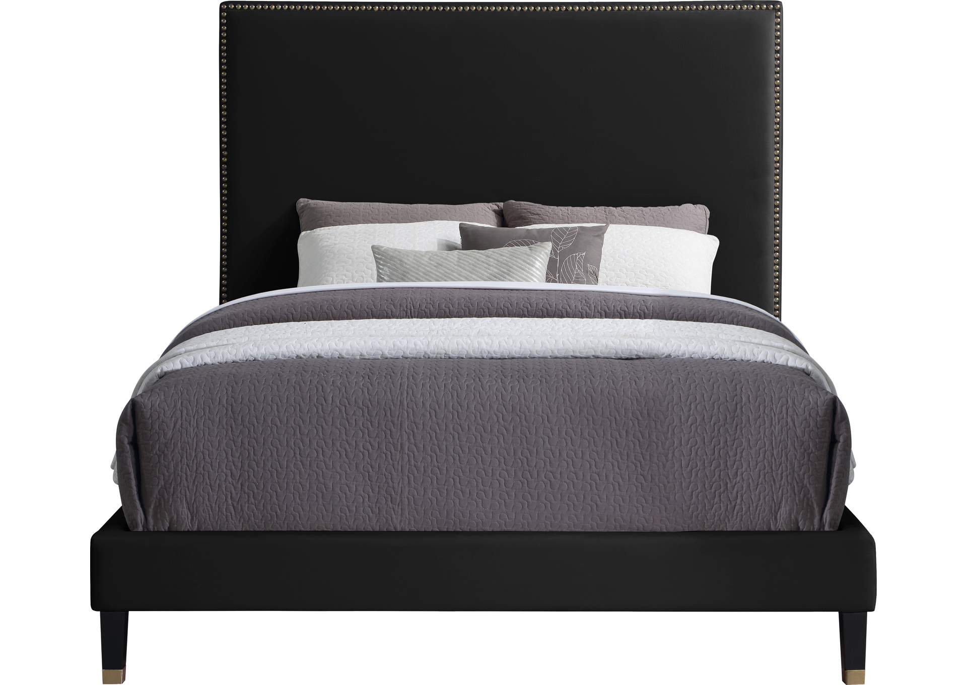 Harlie Black Velvet Full Bed,Meridian Furniture