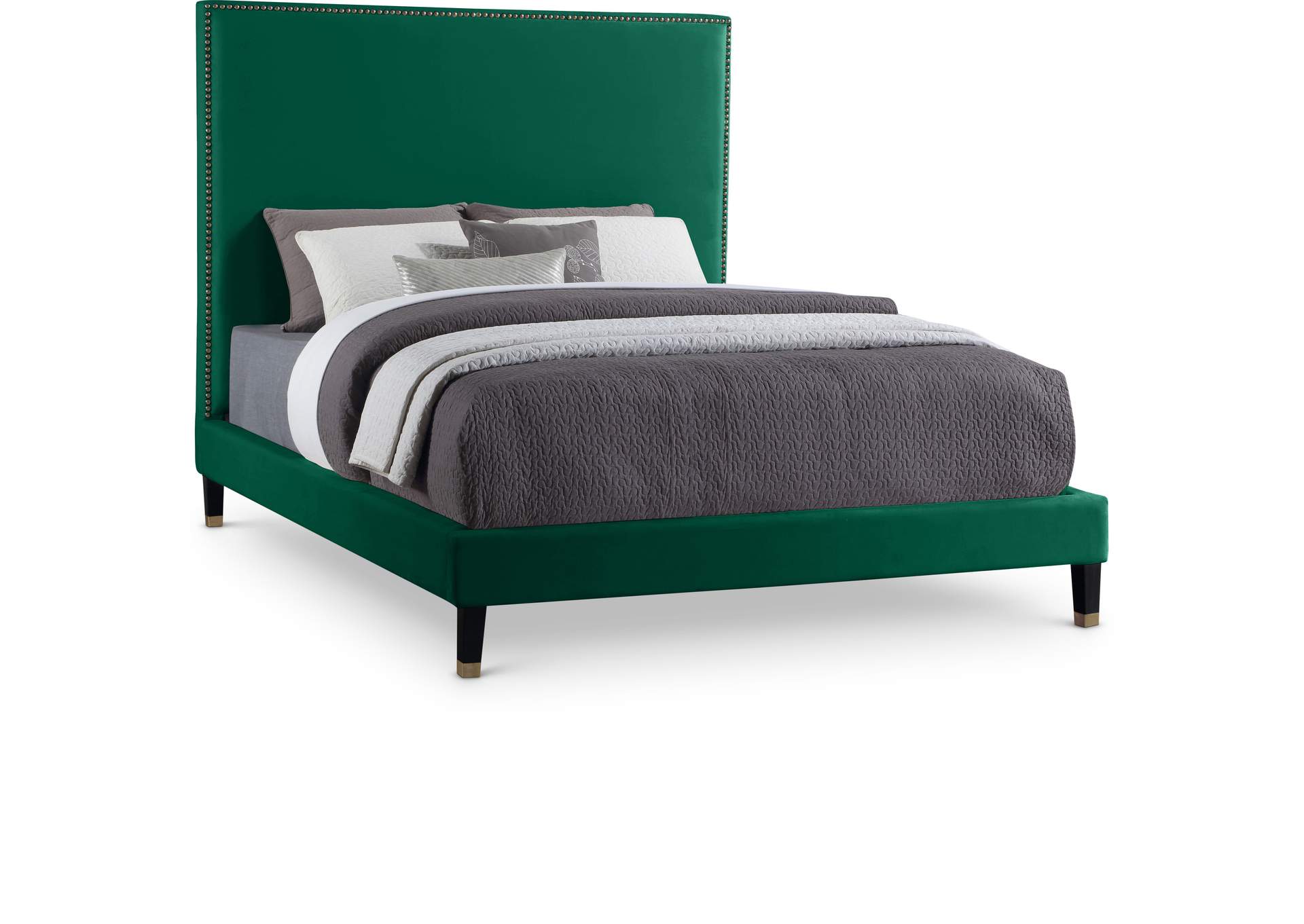 Harlie Green Velvet Full Bed,Meridian Furniture