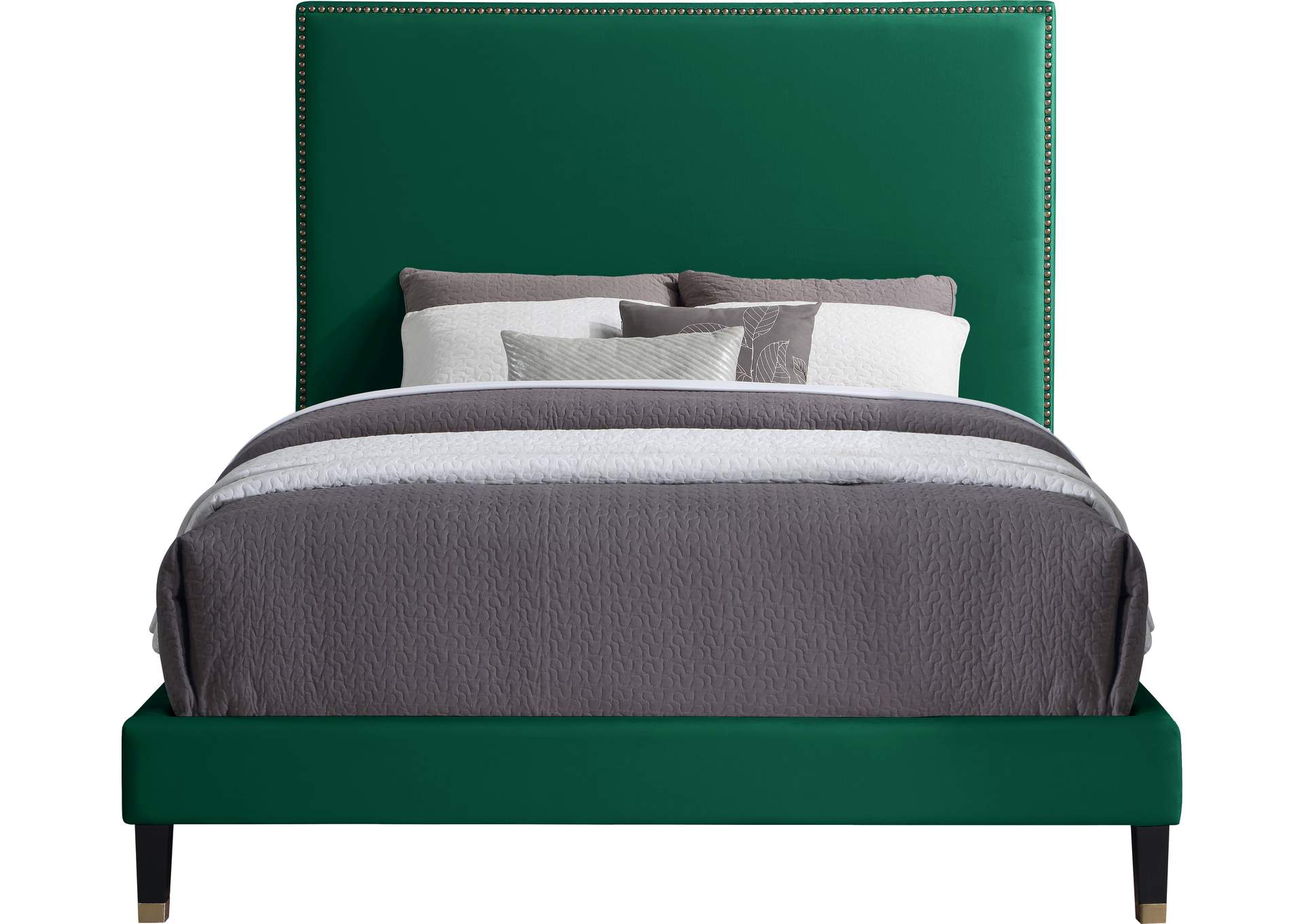 Harlie Green Velvet Full Bed,Meridian Furniture