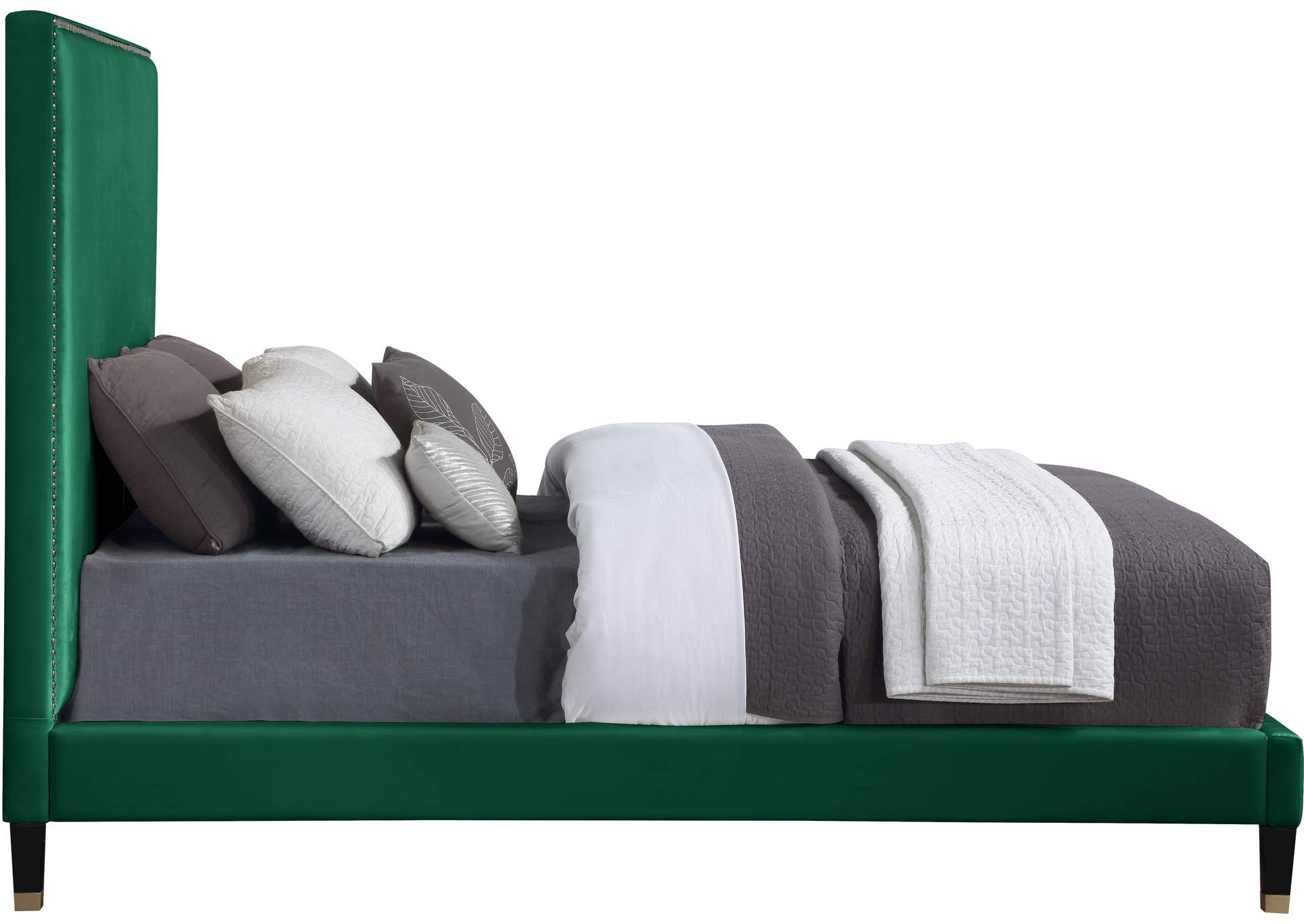 Harlie Green Velvet Full Bed,Meridian Furniture