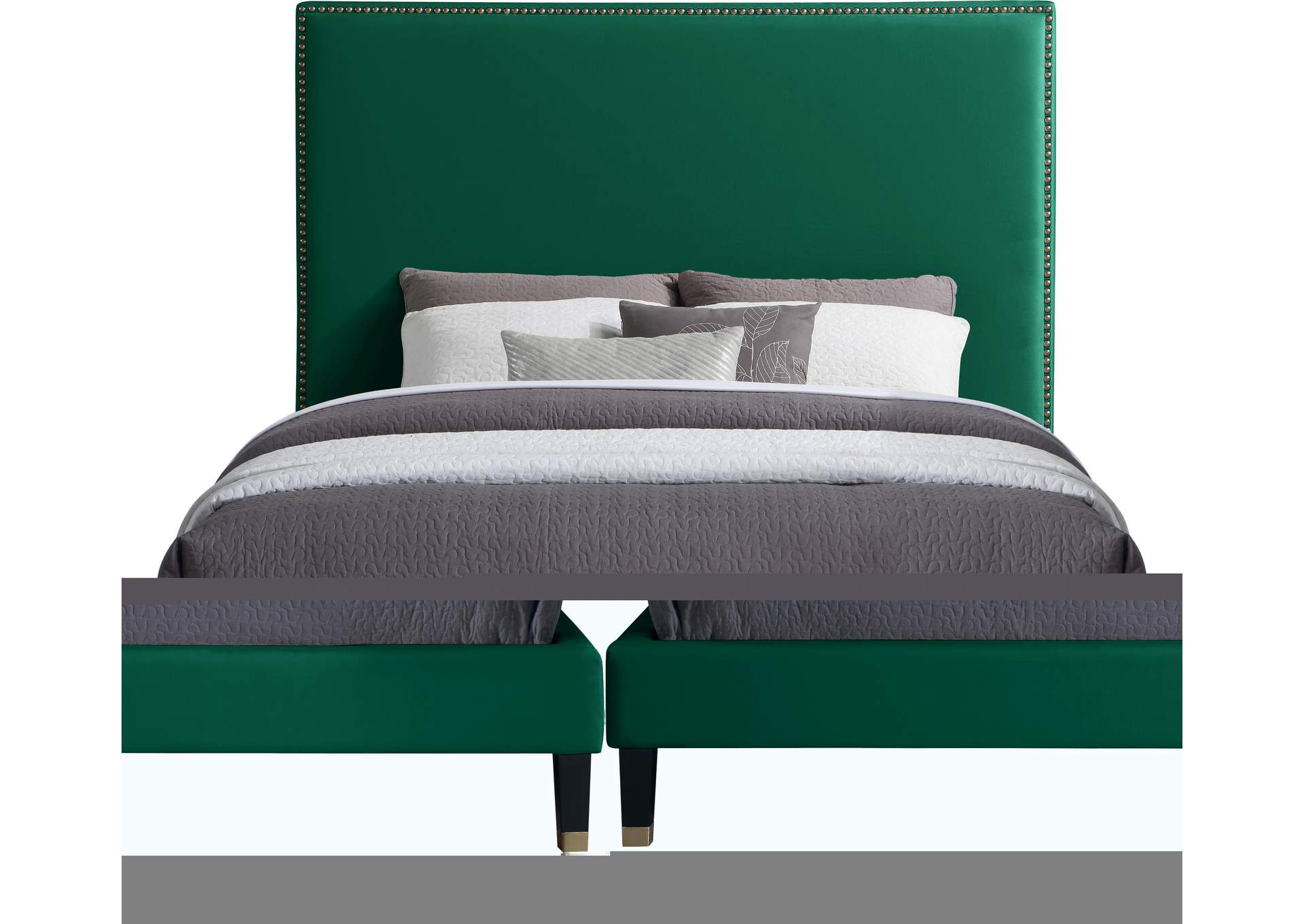 Harlie Green Velvet King Bed,Meridian Furniture