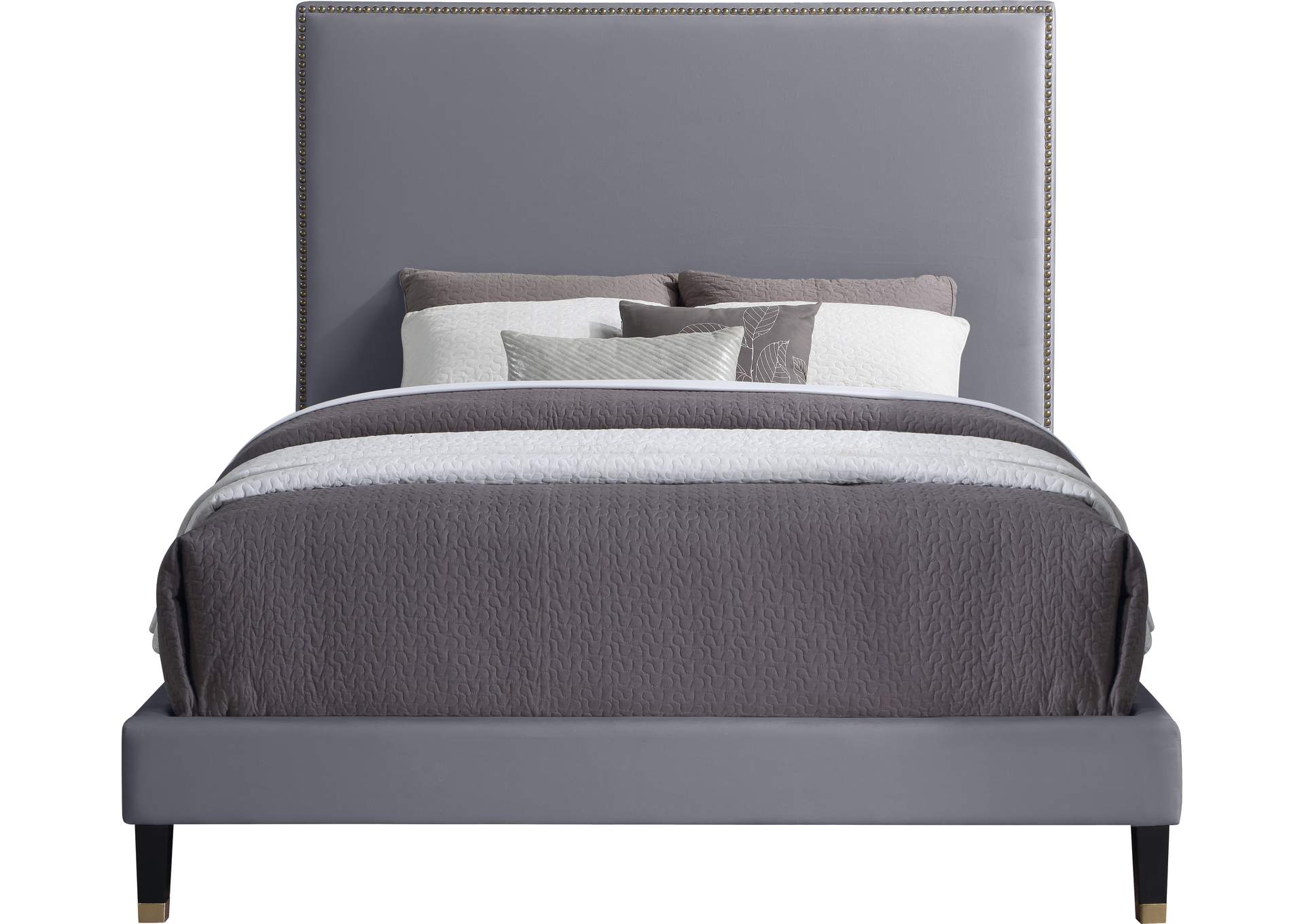 Harlie Grey Velvet Full Bed,Meridian Furniture