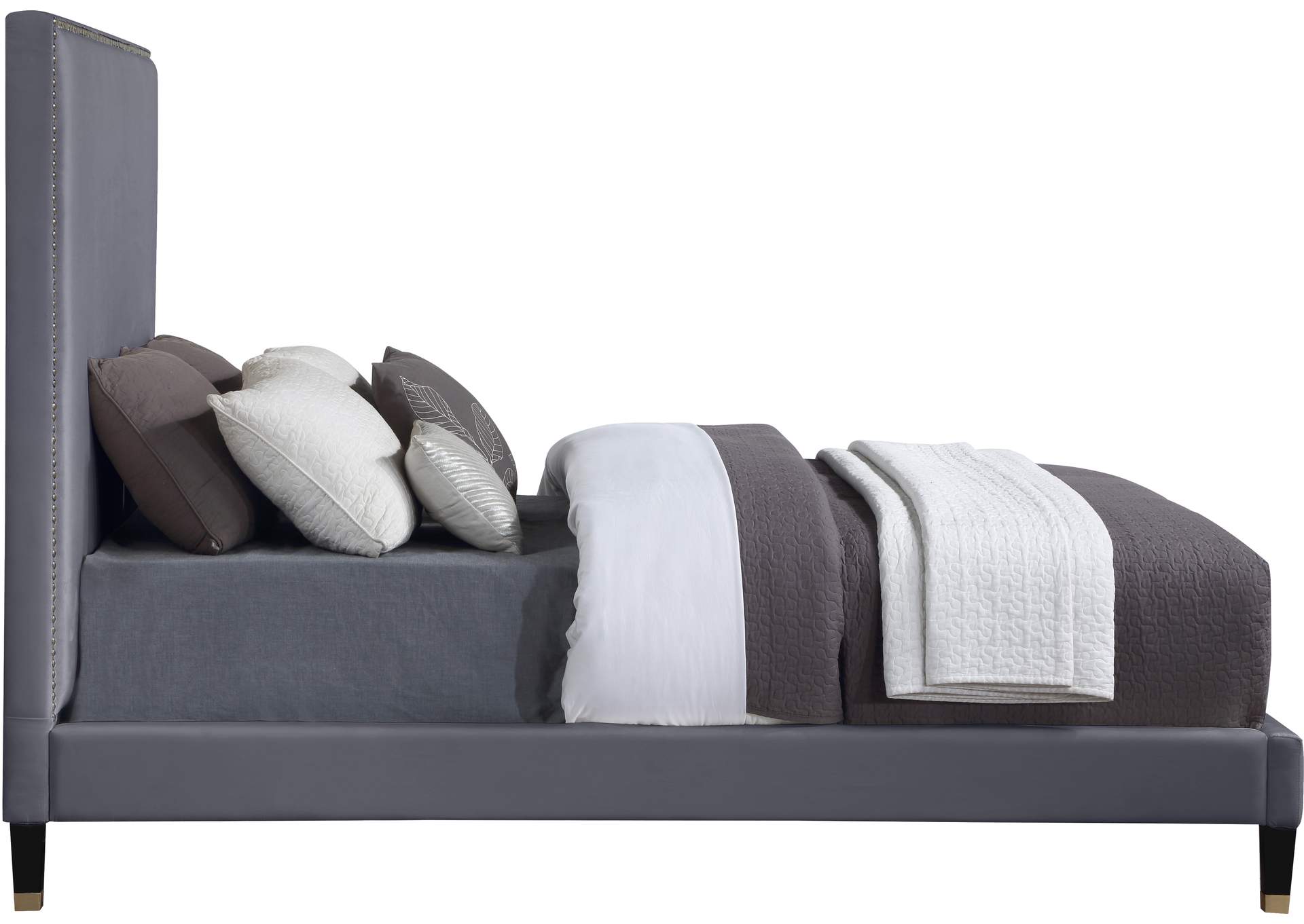 Harlie Grey Velvet King Bed,Meridian Furniture