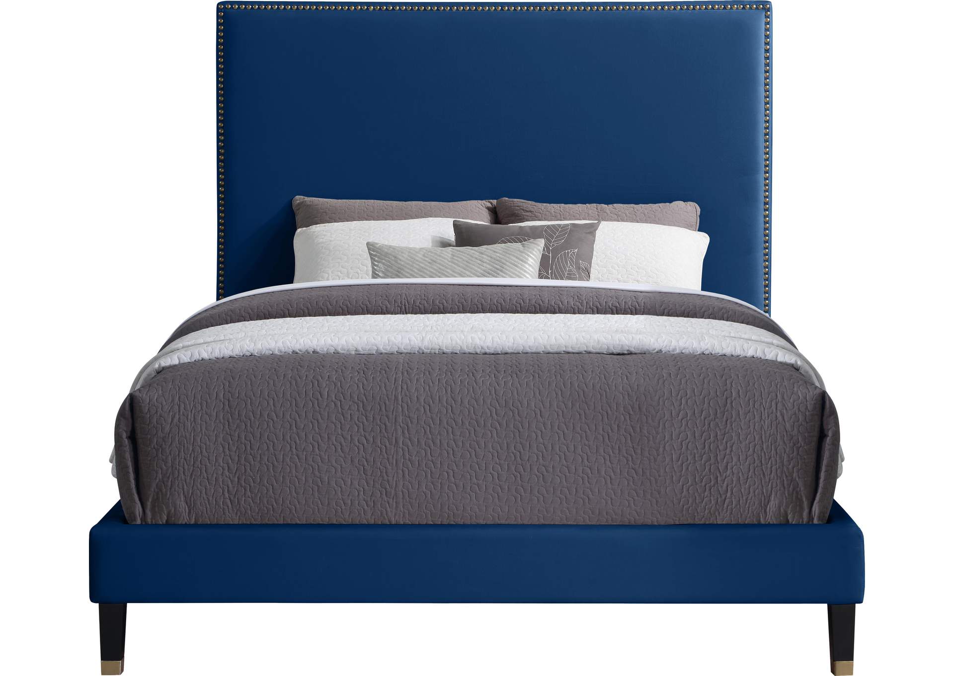 Harlie Navy Velvet King Bed,Meridian Furniture