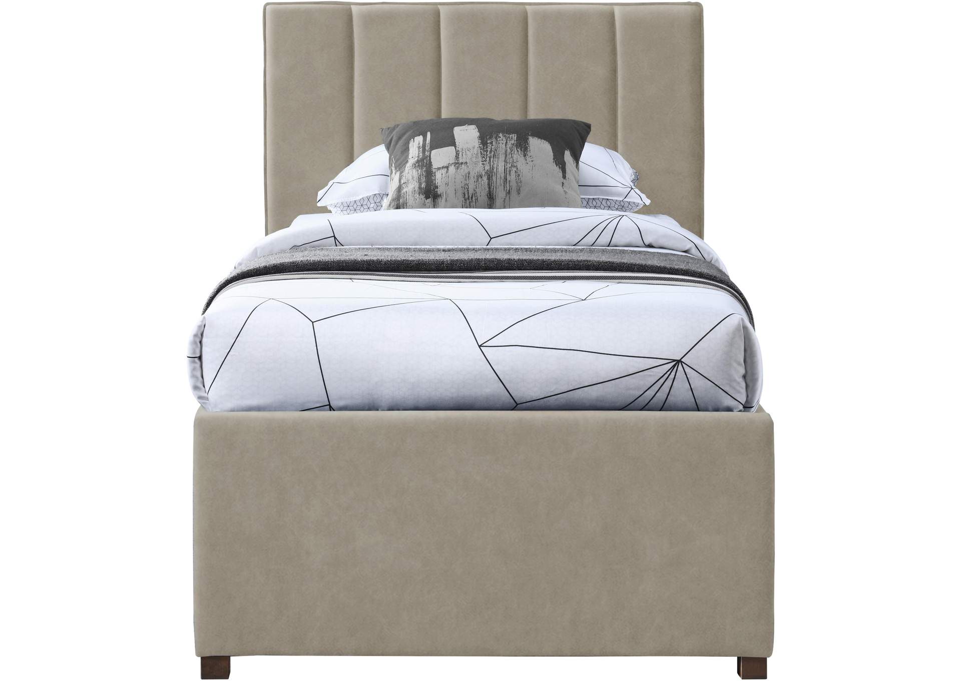 Hudson Beige Faux Leather Twin Trundle Bed,Meridian Furniture