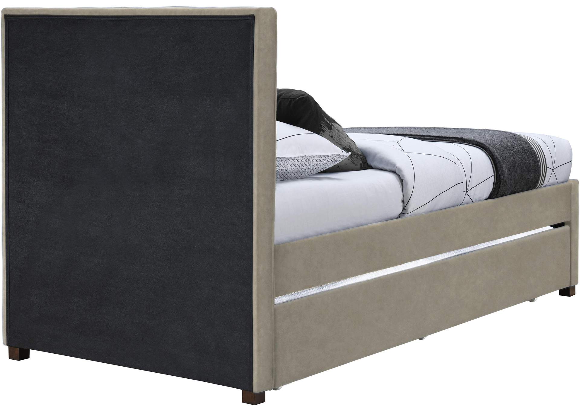 Hudson Beige Faux Leather Twin Trundle Bed,Meridian Furniture