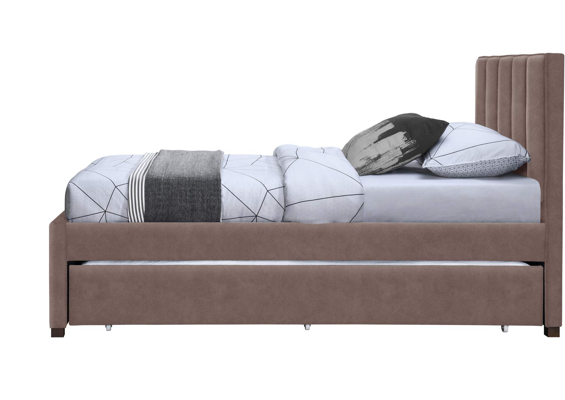 Hudson Brown Faux Leather Twin Trundle Bed,Meridian Furniture
