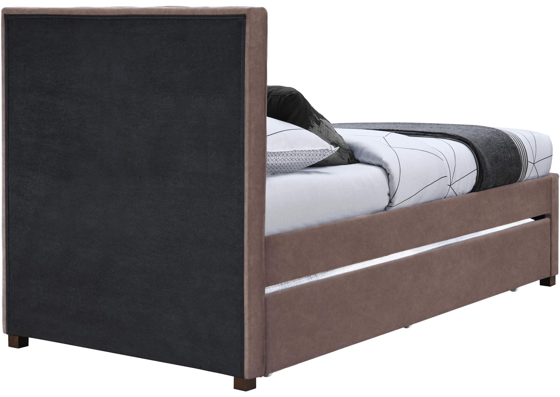 Hudson Brown Faux Leather Twin Trundle Bed,Meridian Furniture