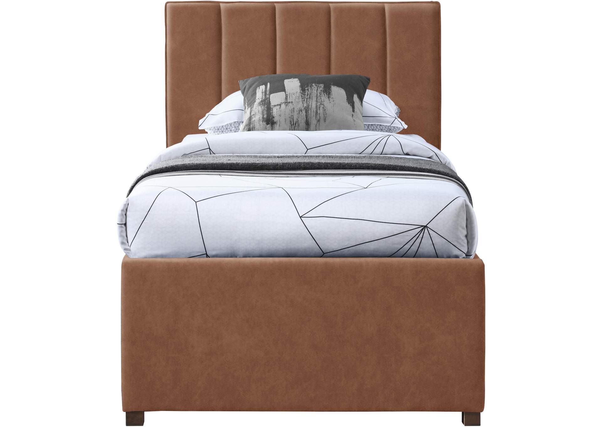 Hudson Cognac Faux Leather Twin Trundle Bed,Meridian Furniture