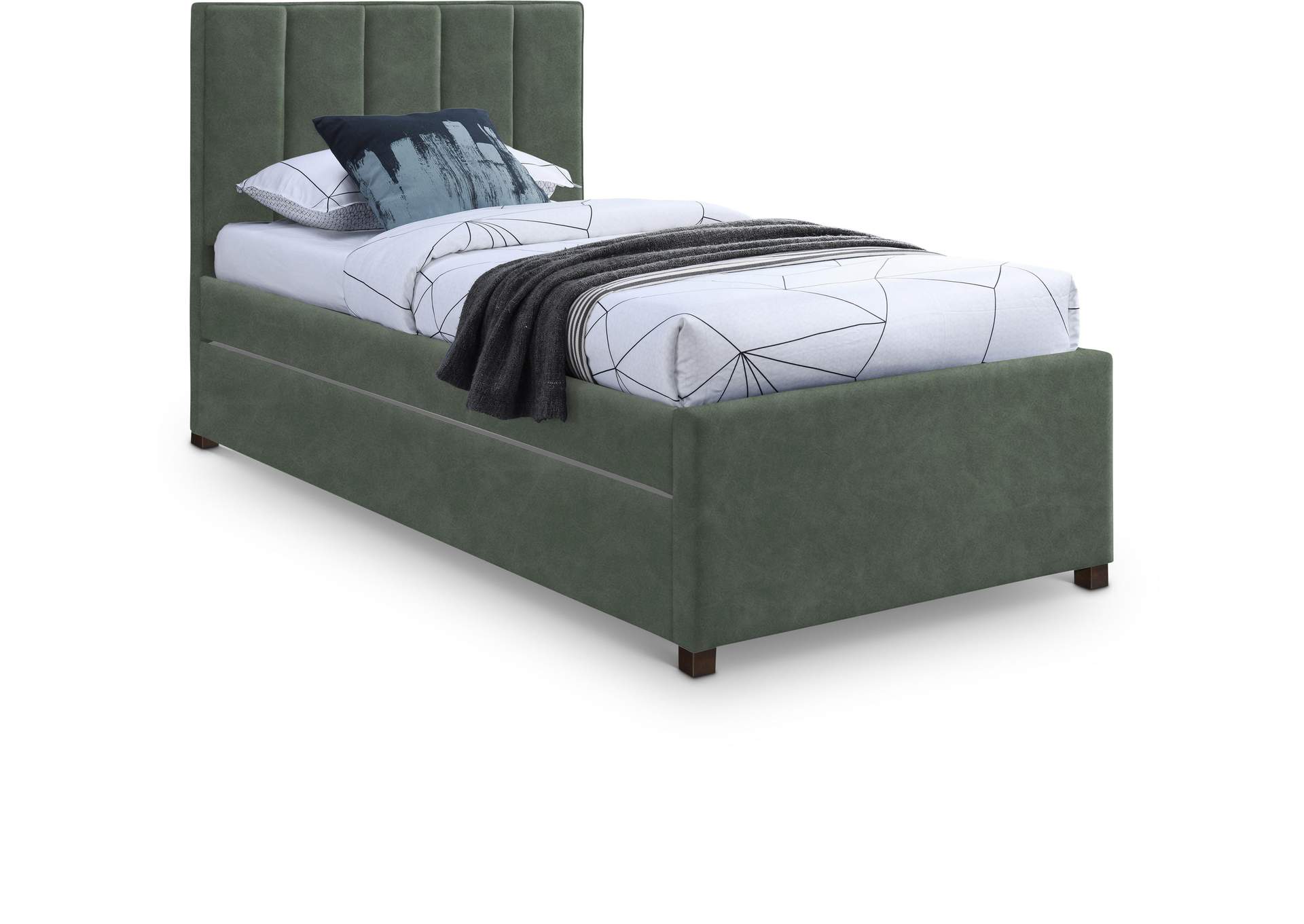 Hudson Green Faux Leather Twin Trundle Bed,Meridian Furniture