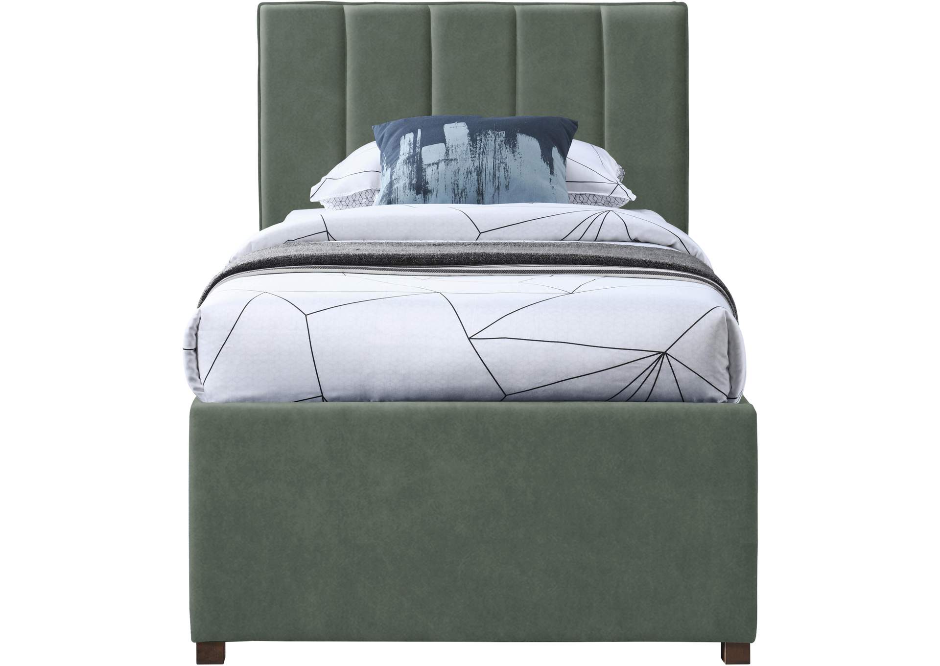Hudson Green Faux Leather Twin Trundle Bed,Meridian Furniture