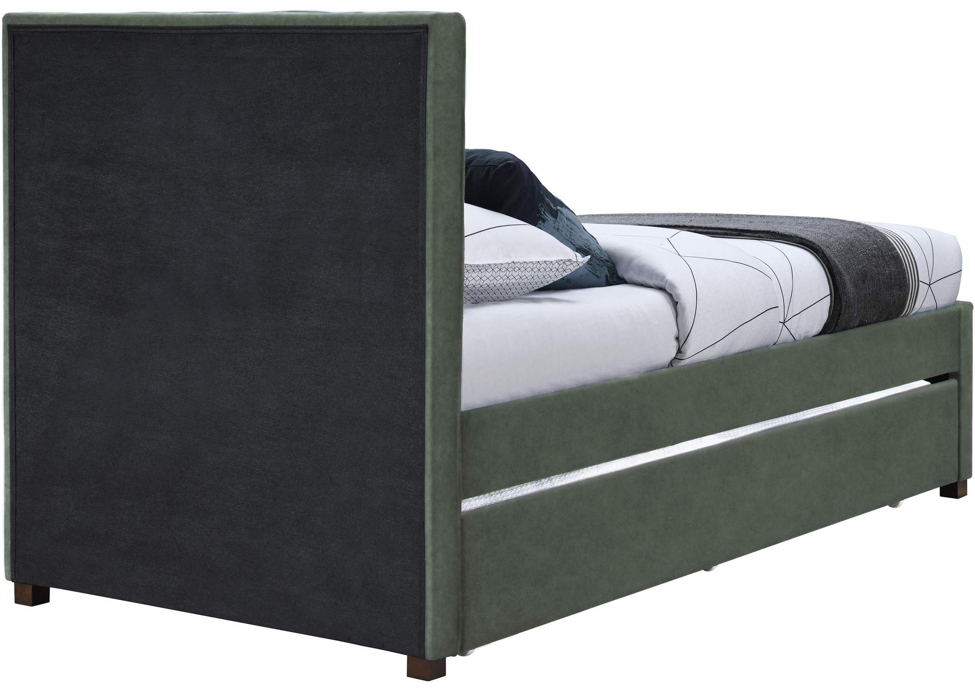 Hudson Green Faux Leather Twin Trundle Bed,Meridian Furniture