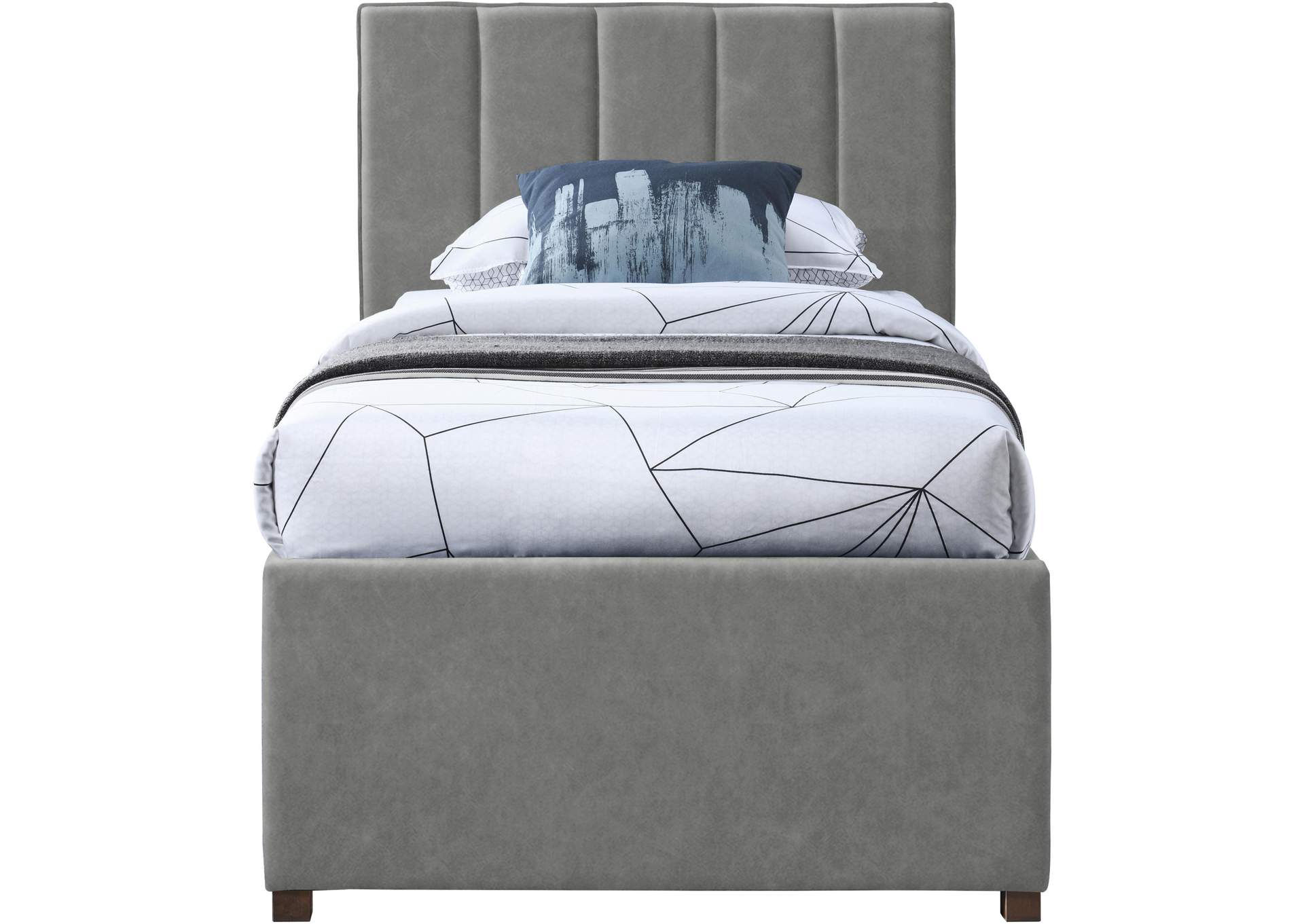 Hudson Grey Faux Leather Twin Trundle Bed,Meridian Furniture