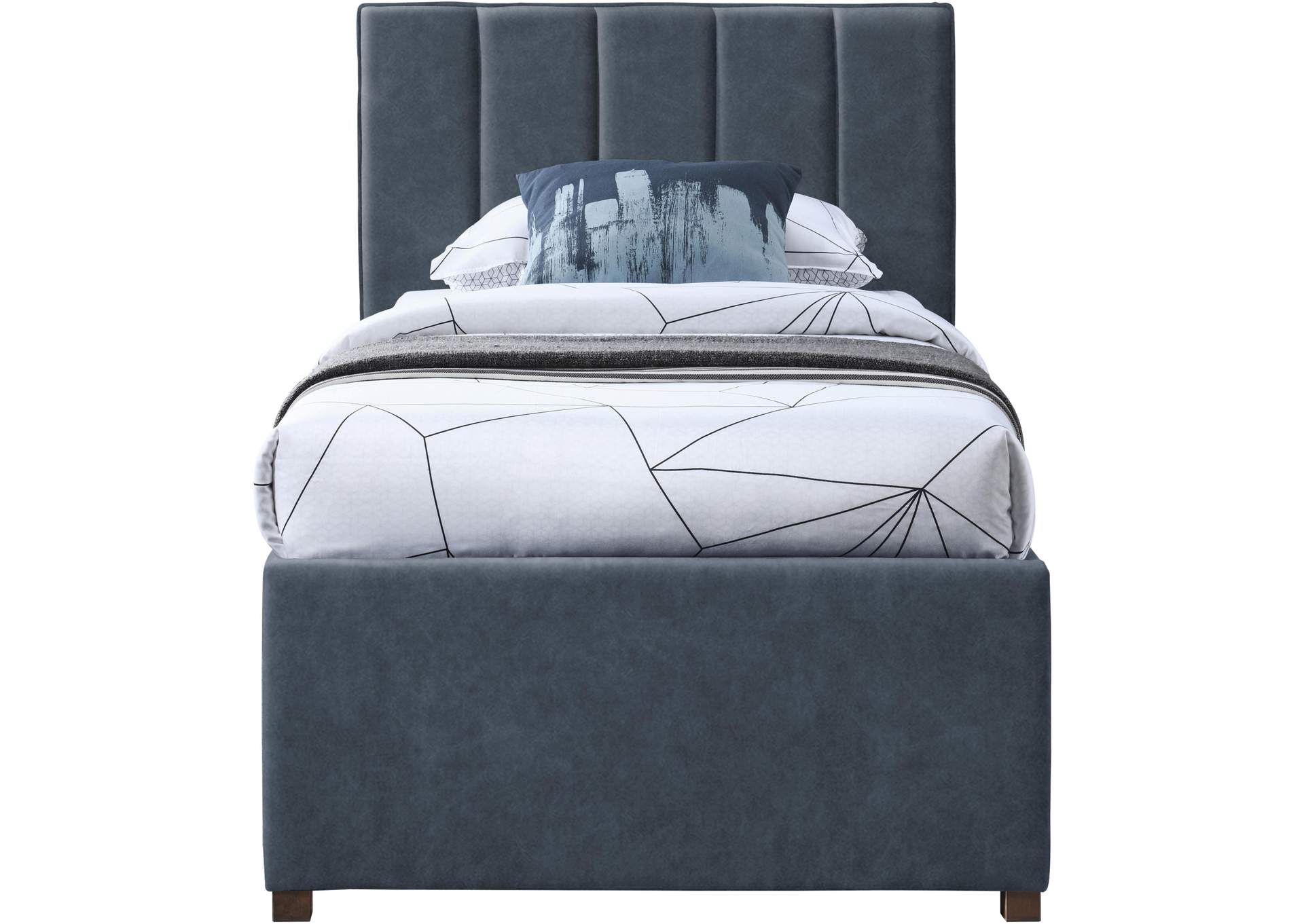 Hudson Navy Faux Leather Twin Trundle Bed,Meridian Furniture