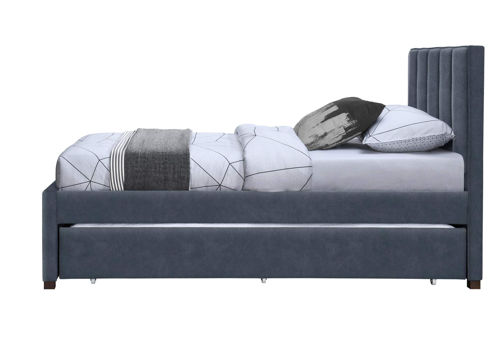 Hudson Navy Faux Leather Twin Trundle Bed,Meridian Furniture
