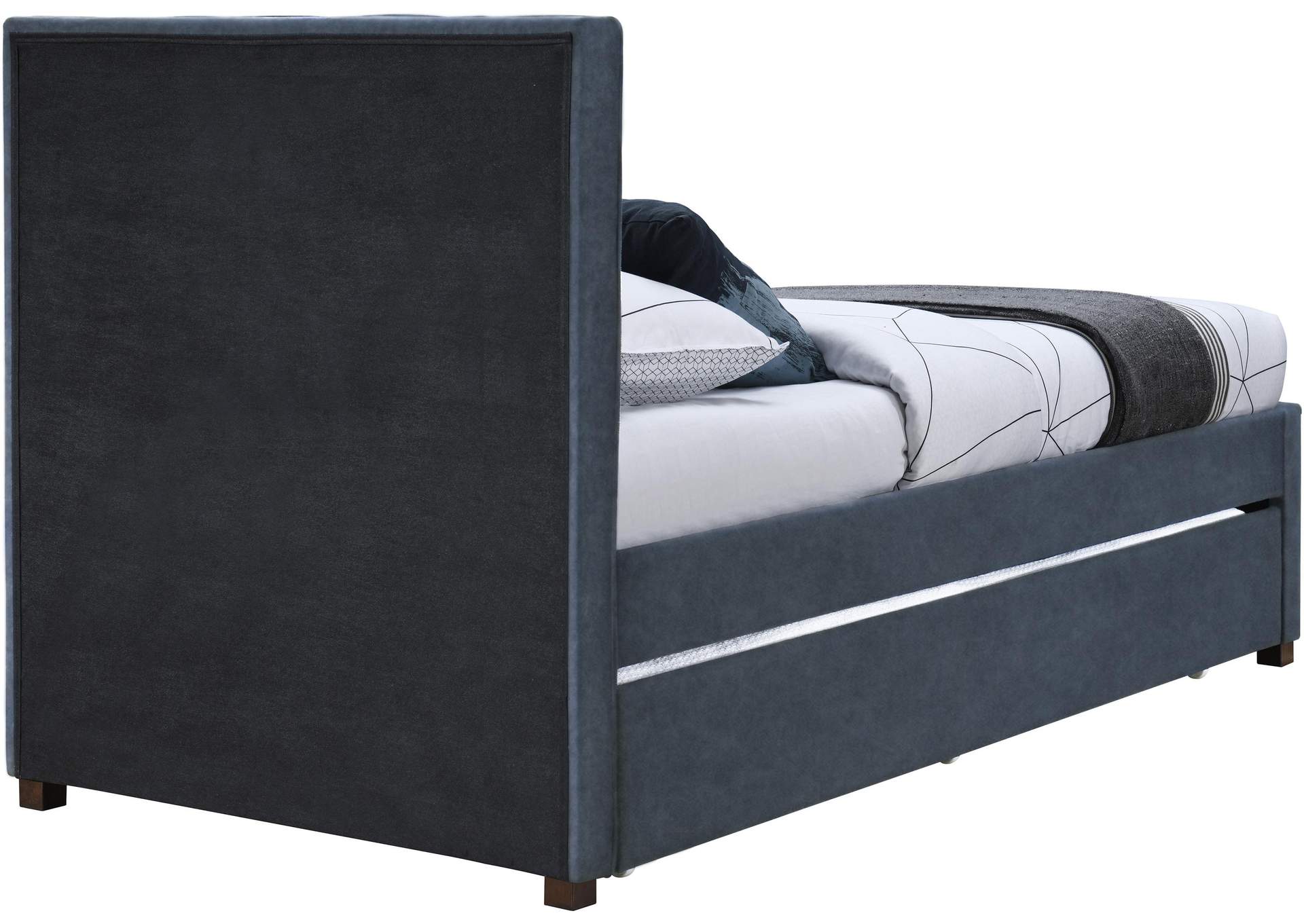 Hudson Navy Faux Leather Twin Trundle Bed,Meridian Furniture