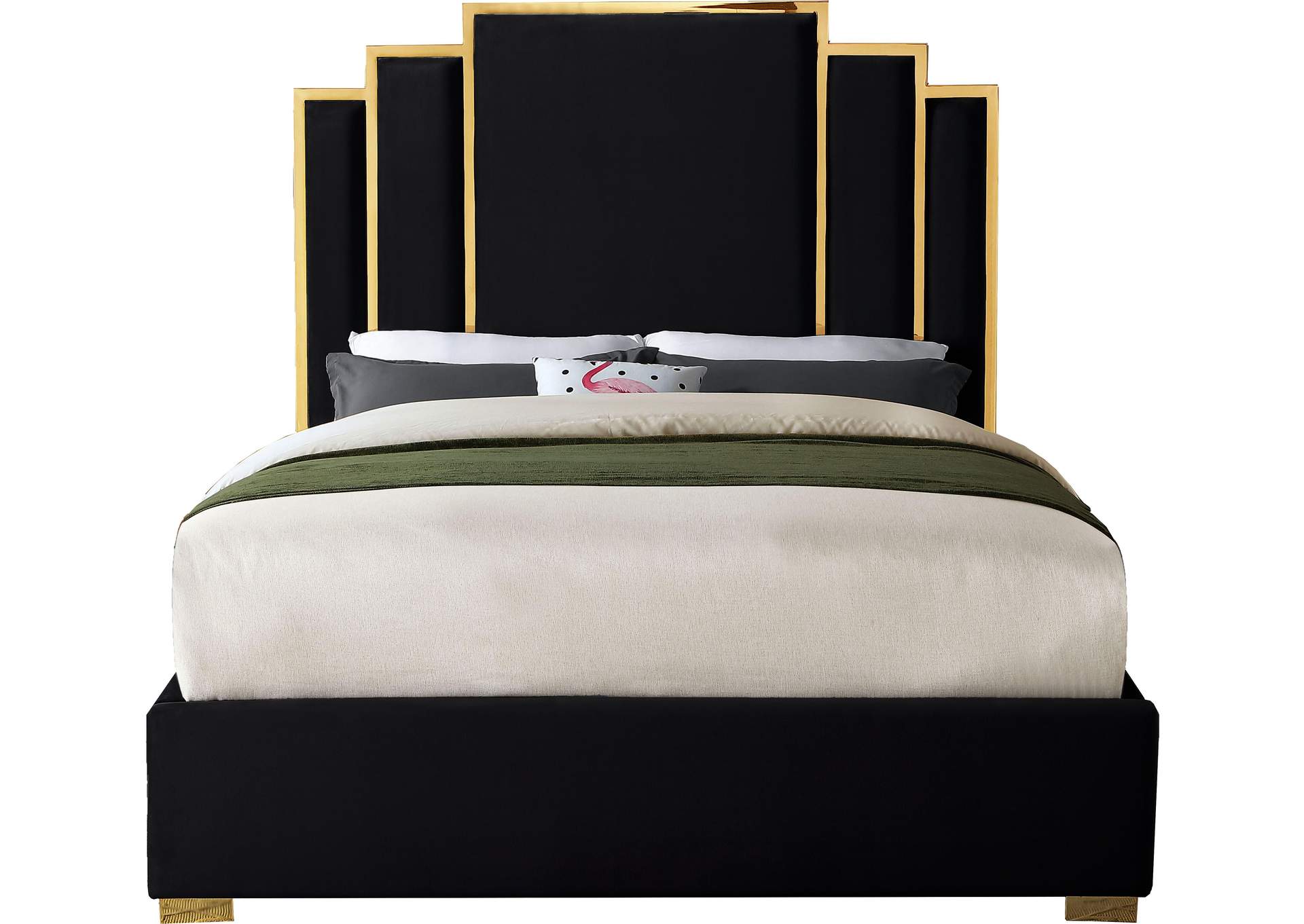 Hugo Black Velvet King Bed,Meridian Furniture