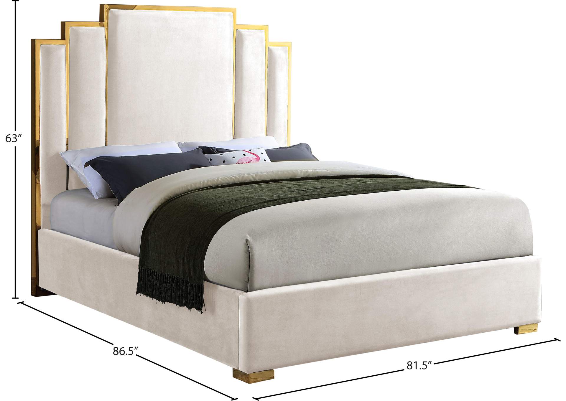 Hugo Cream Velvet King Bed,Meridian Furniture