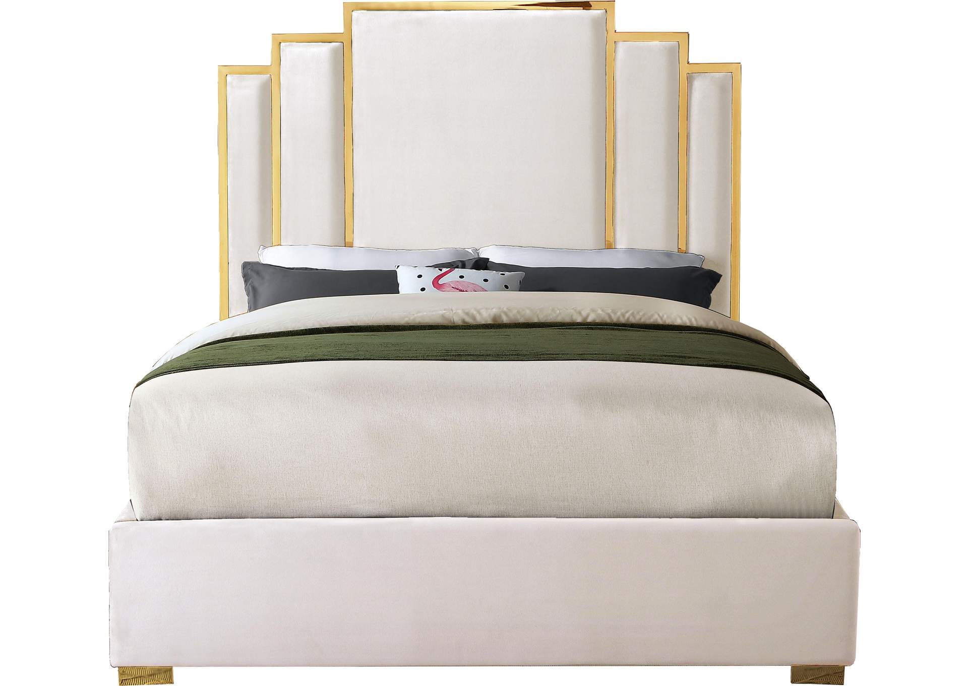 Hugo Cream Velvet King Bed,Meridian Furniture