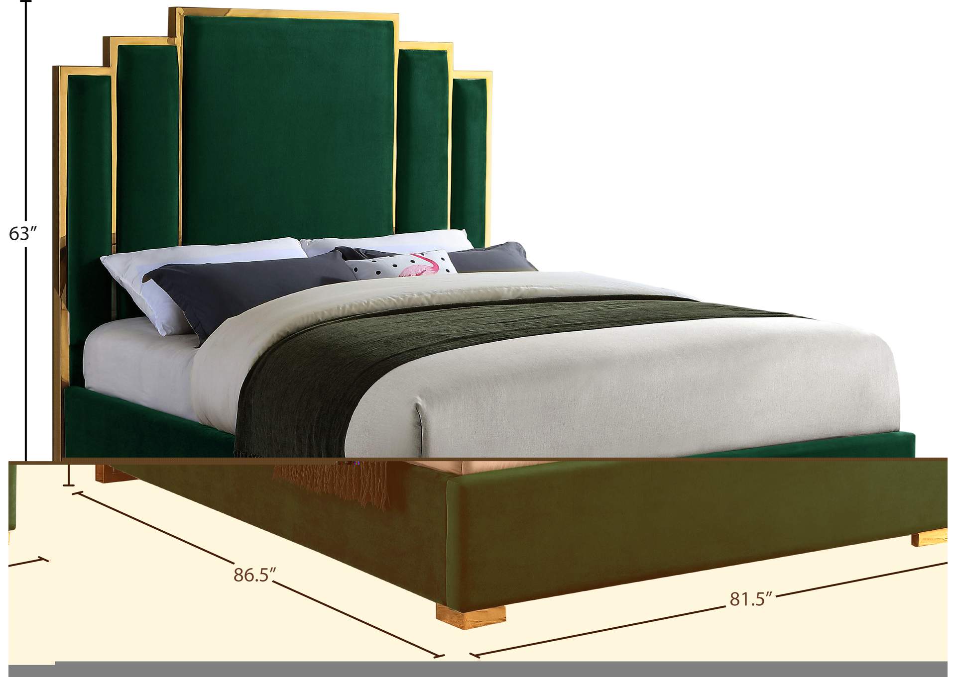 Hugo Green Velvet King Bed,Meridian Furniture