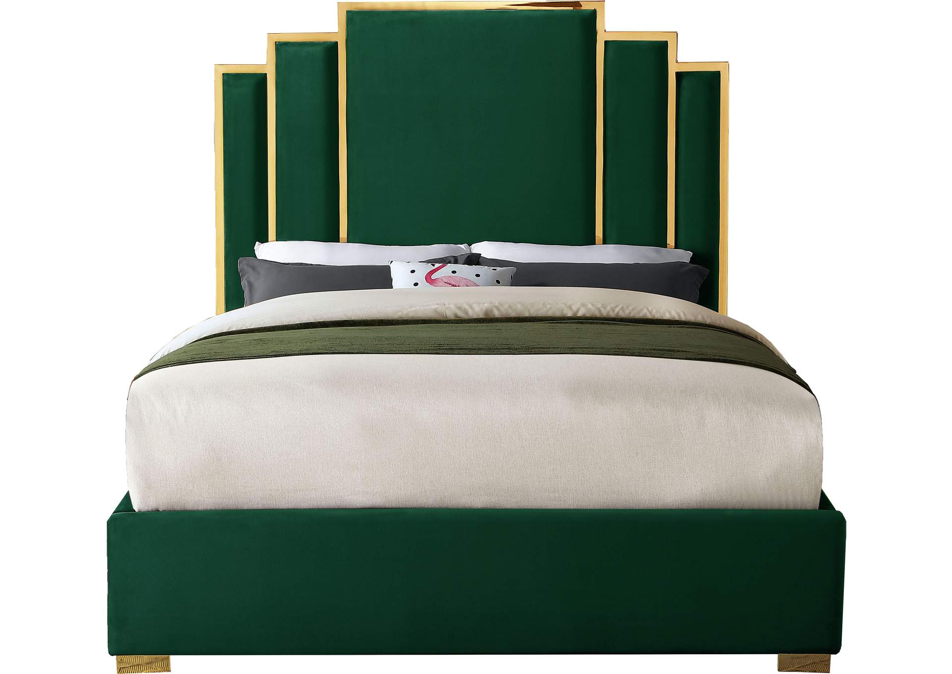 Hugo Green Velvet King Bed,Meridian Furniture