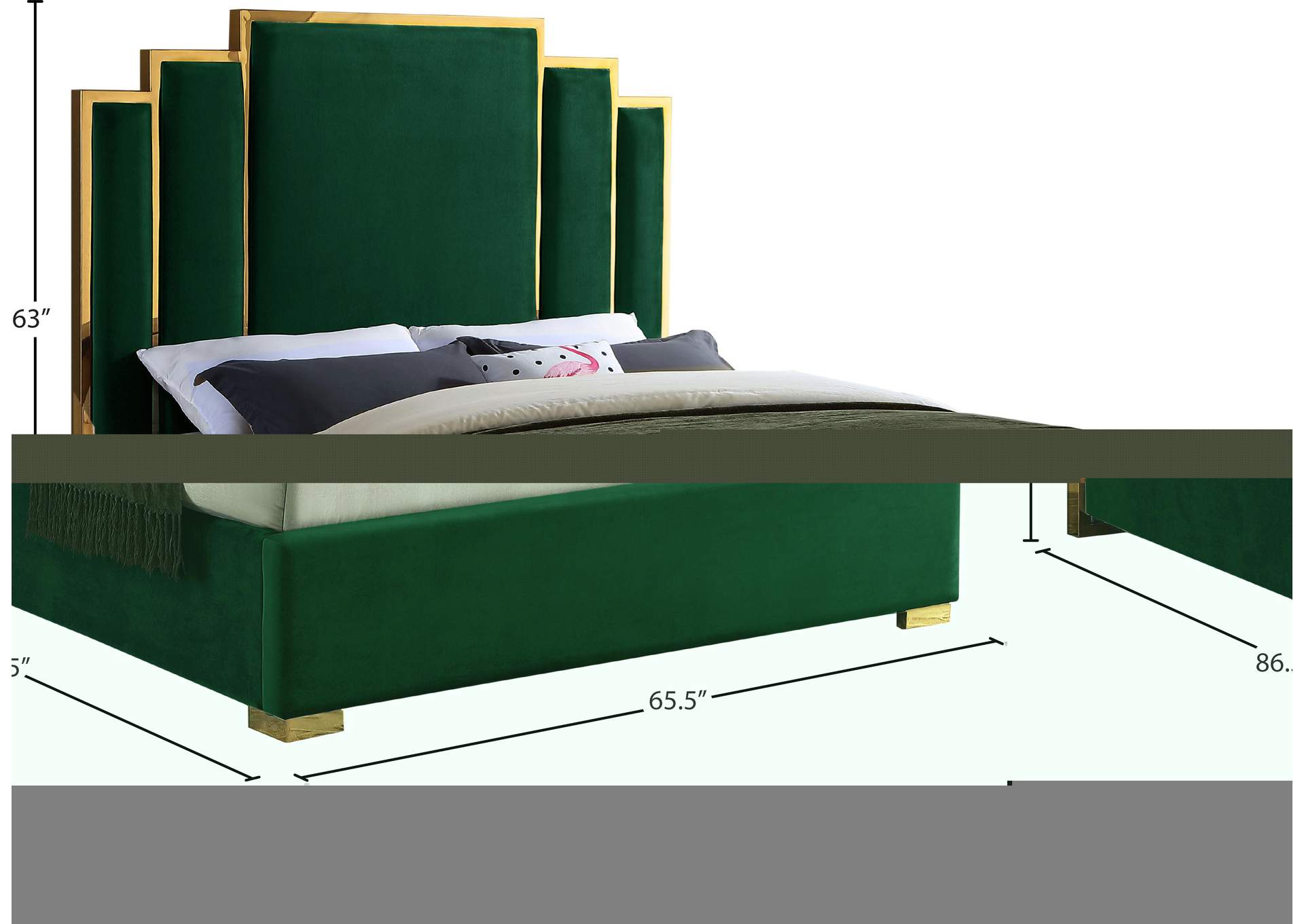 Hugo Green Velvet Queen Bed,Meridian Furniture