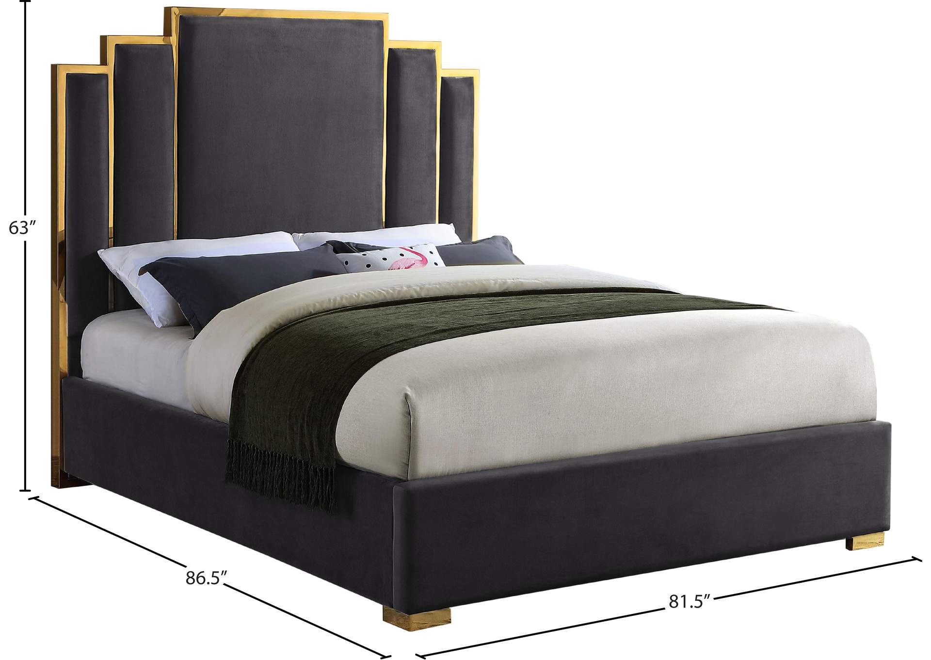 Hugo Grey Velvet King Bed,Meridian Furniture