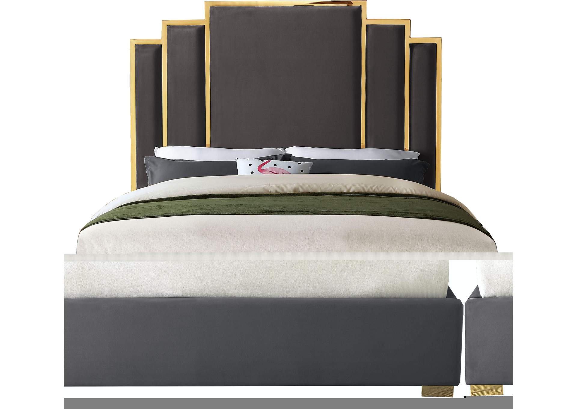 Hugo Grey Velvet King Bed,Meridian Furniture