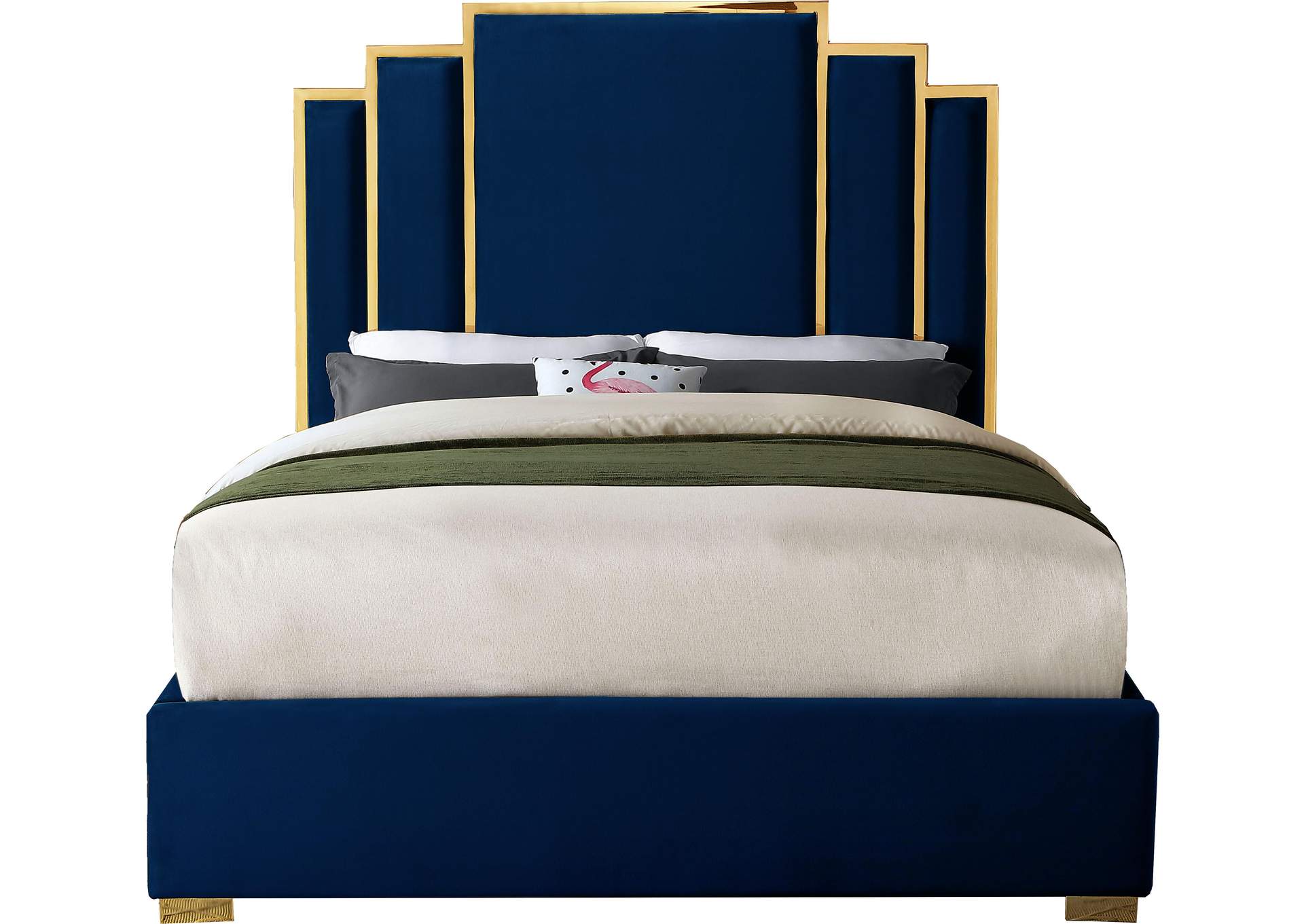 Hugo Navy Velvet King Bed,Meridian Furniture