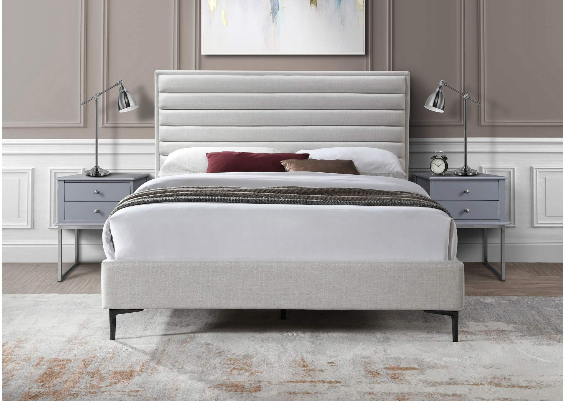 Hunter Cream Linen Textured Full Bed,Meridian Furniture