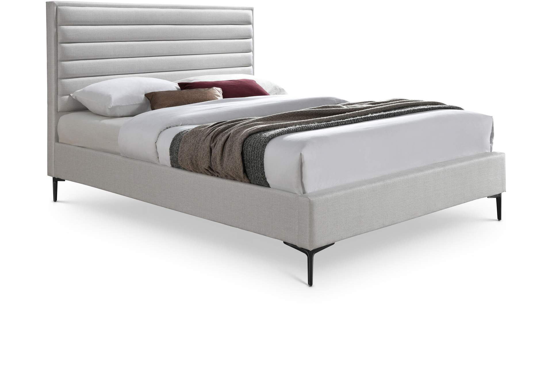 Hunter Cream Linen Textured King Bed,Meridian Furniture