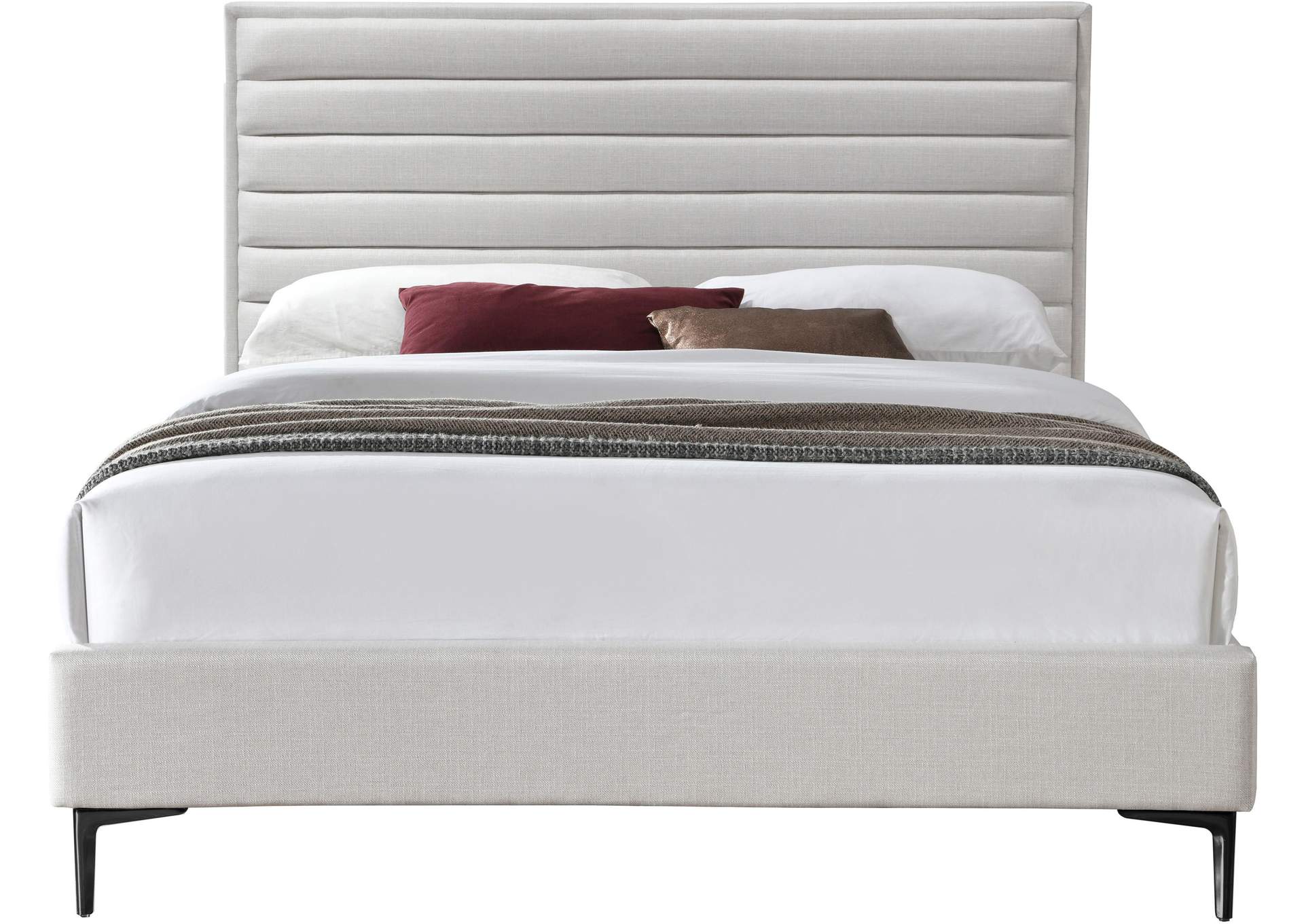 Hunter Cream Linen Textured King Bed,Meridian Furniture