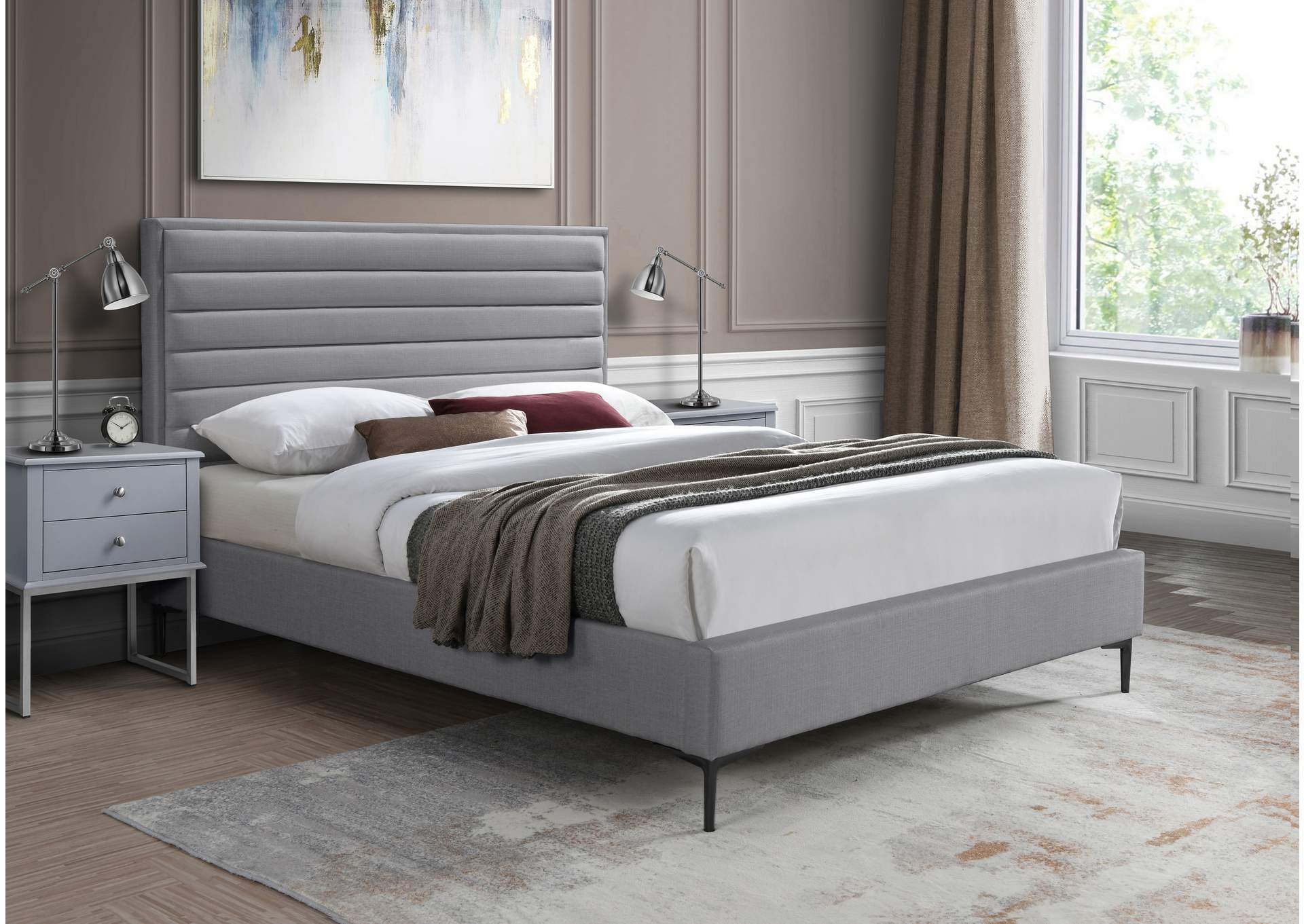 Hunter Grey Linen Textured Full Bed,Meridian Furniture