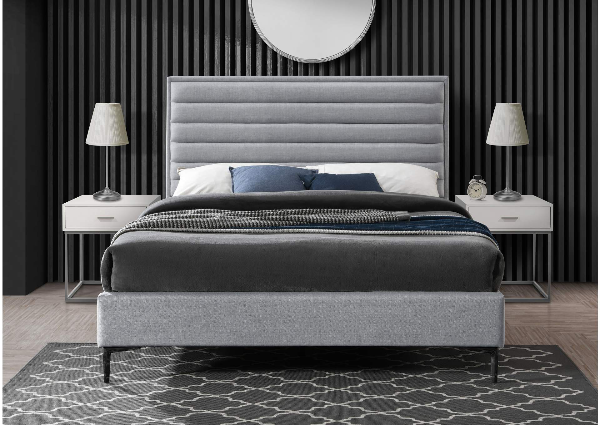 Hunter Grey Linen Textured Full Bed,Meridian Furniture