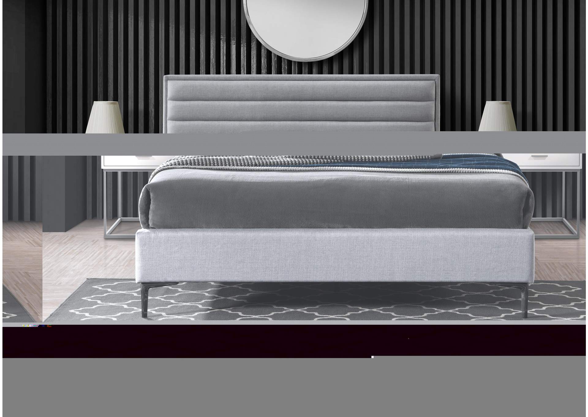 Hunter Grey Linen Textured Queen Bed,Meridian Furniture