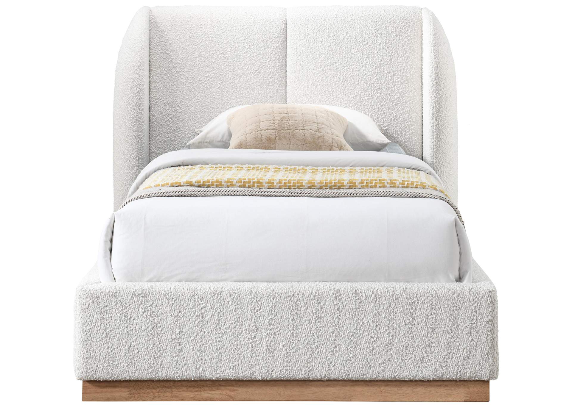 Jardin Cream Boucle Fabric Twin Bed (3 Boxes),Meridian Furniture