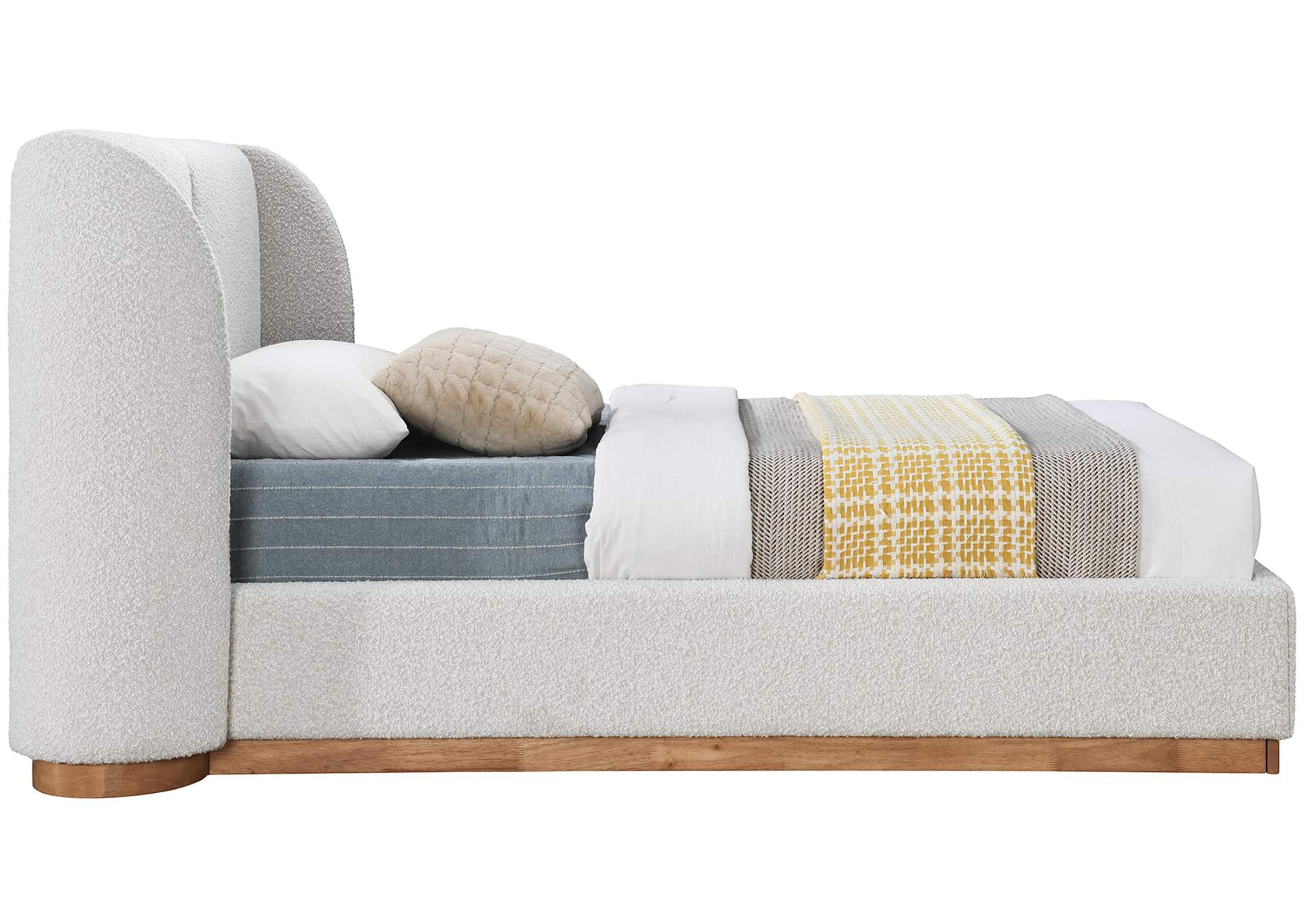 Jardin Cream Boucle Fabric Twin Bed (3 Boxes),Meridian Furniture
