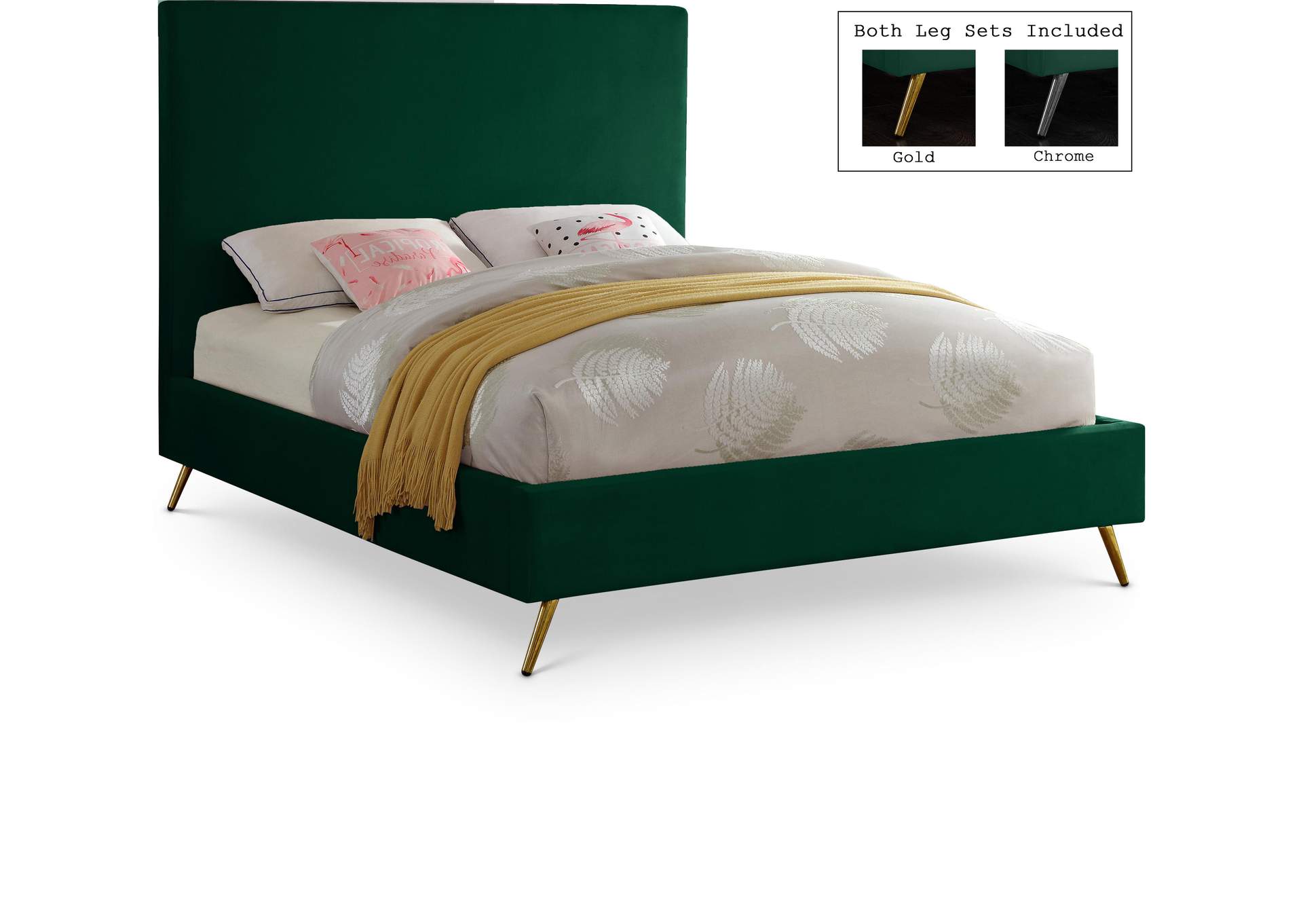 Jasmine Green Velvet King Bed,Meridian Furniture