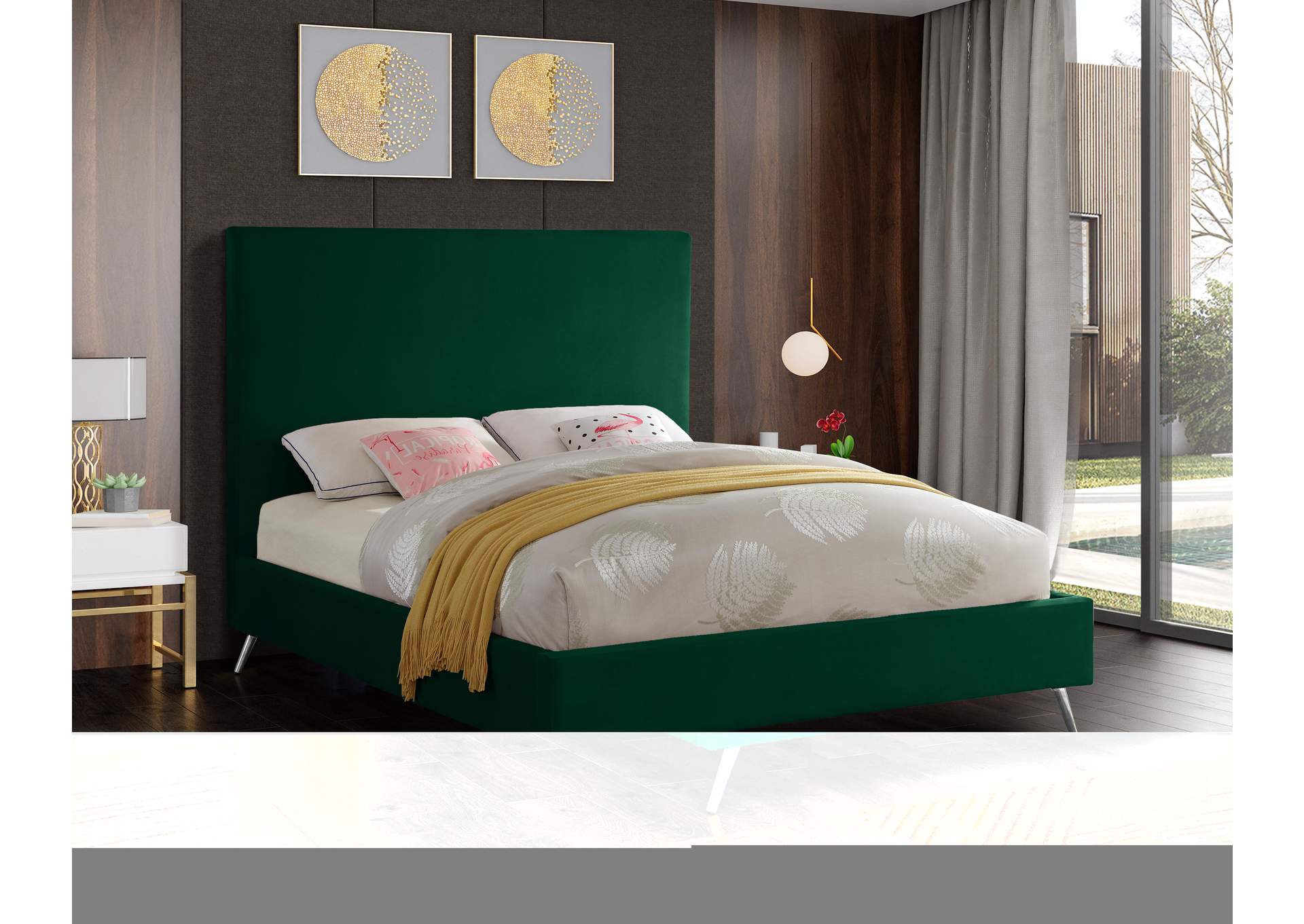 Jasmine Green Velvet King Bed,Meridian Furniture