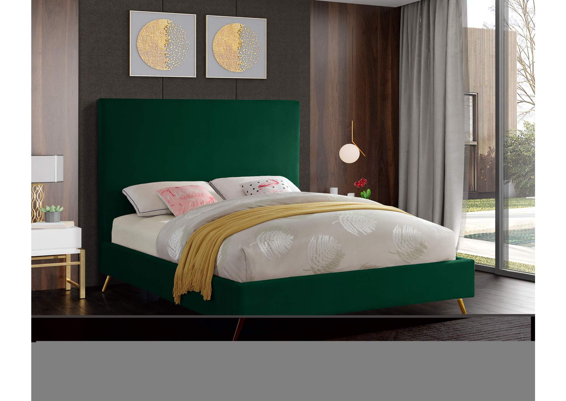 Jasmine Green Velvet King Bed,Meridian Furniture