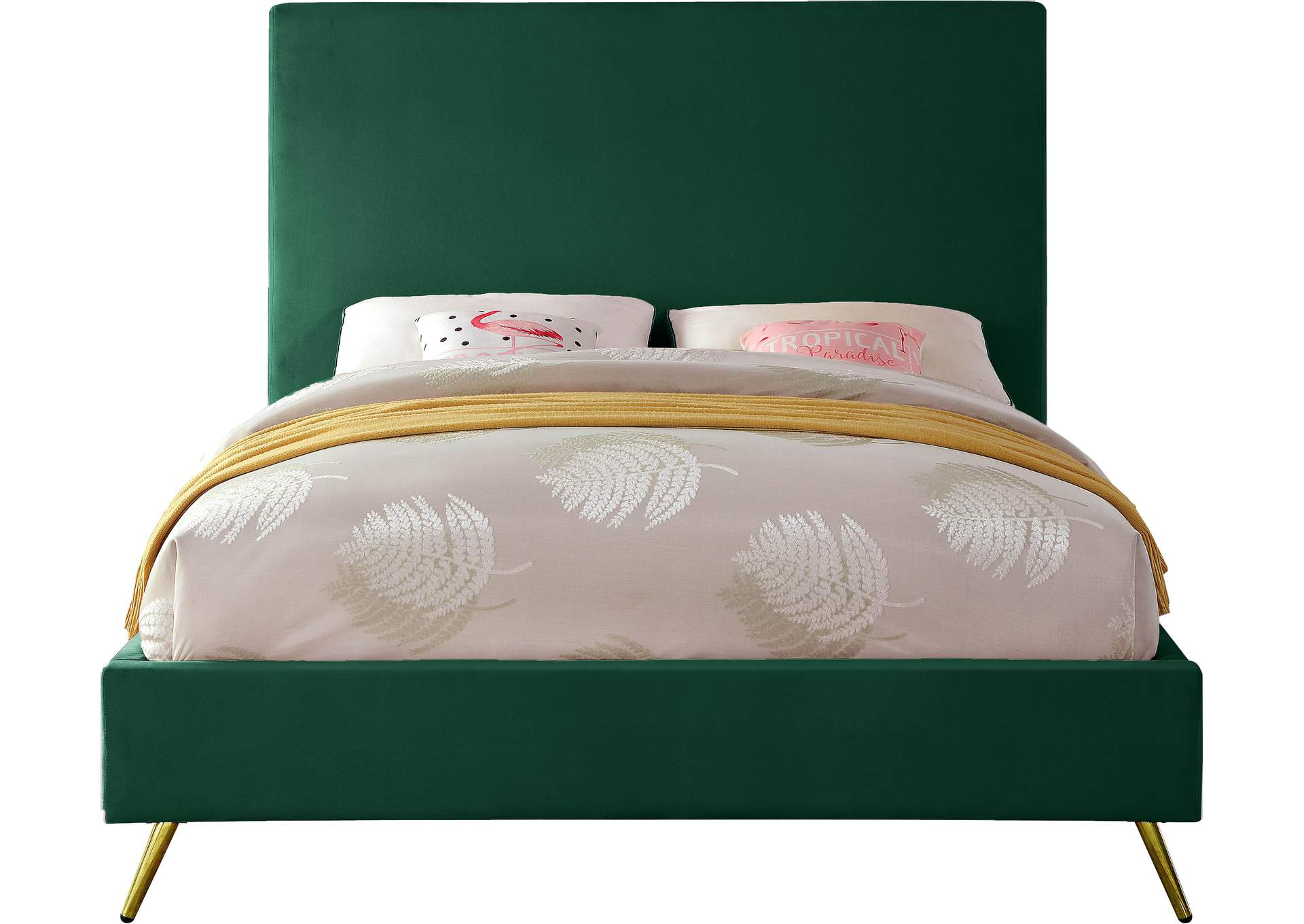 Jasmine Green Velvet King Bed,Meridian Furniture